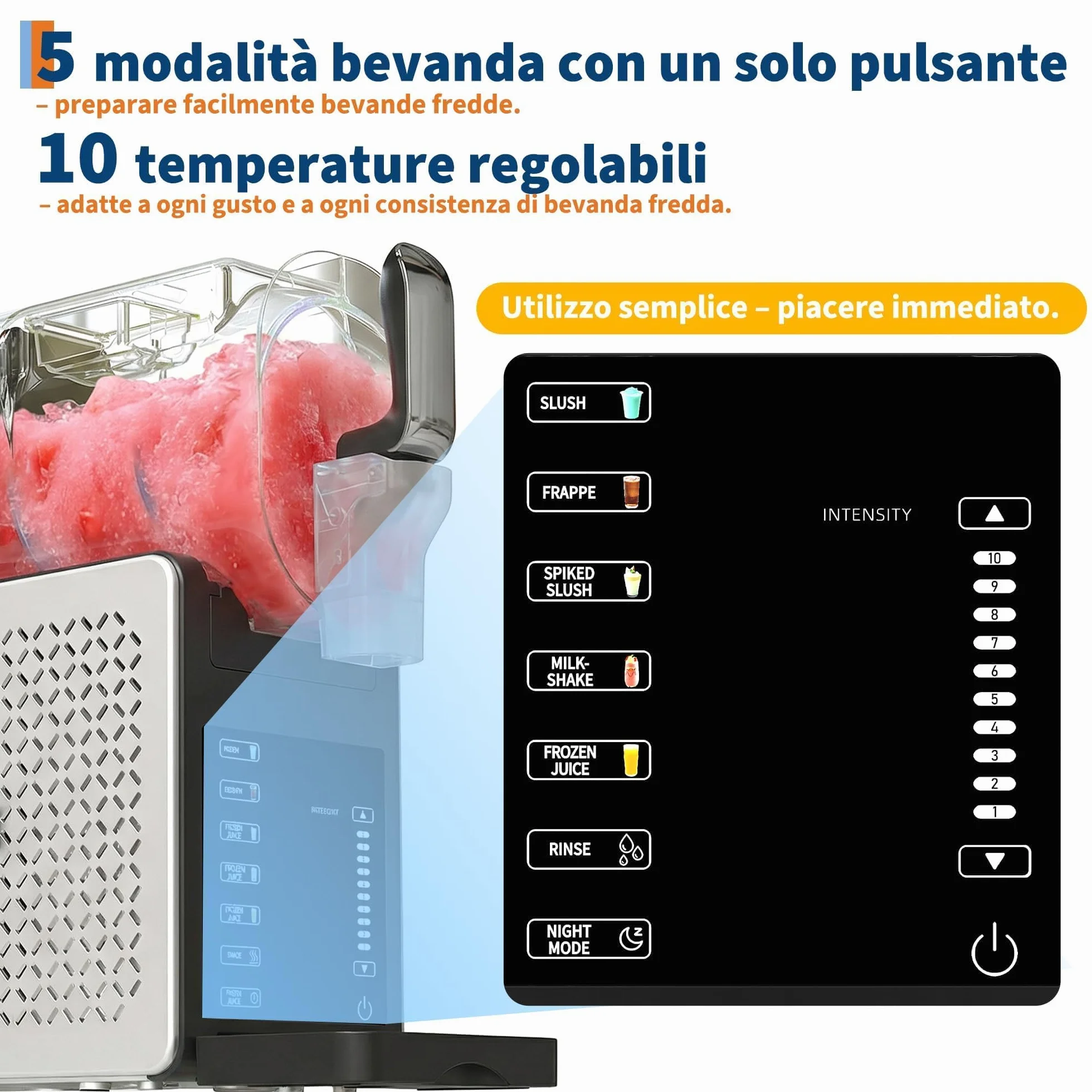 Macchina per Granite 1,9L Macchina per Gelato Soft 5 Programmi QuickChill Display LED AutoPulizia