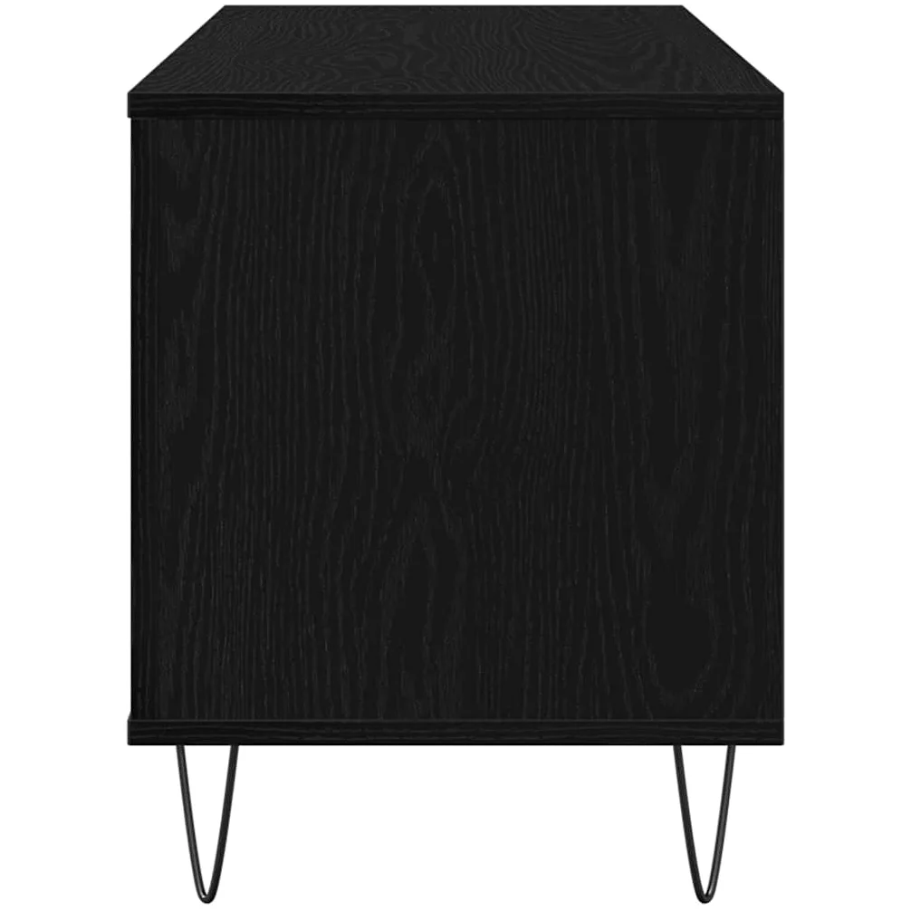 Armadietto per dischi in vinile, colore nero, effetto rovere, 100 x 38 x 48 cm, mobile multimediale Hifirack, lowboard, credenza, scaffale per CD, DVD, Blu-ray, console da gioco in vinile