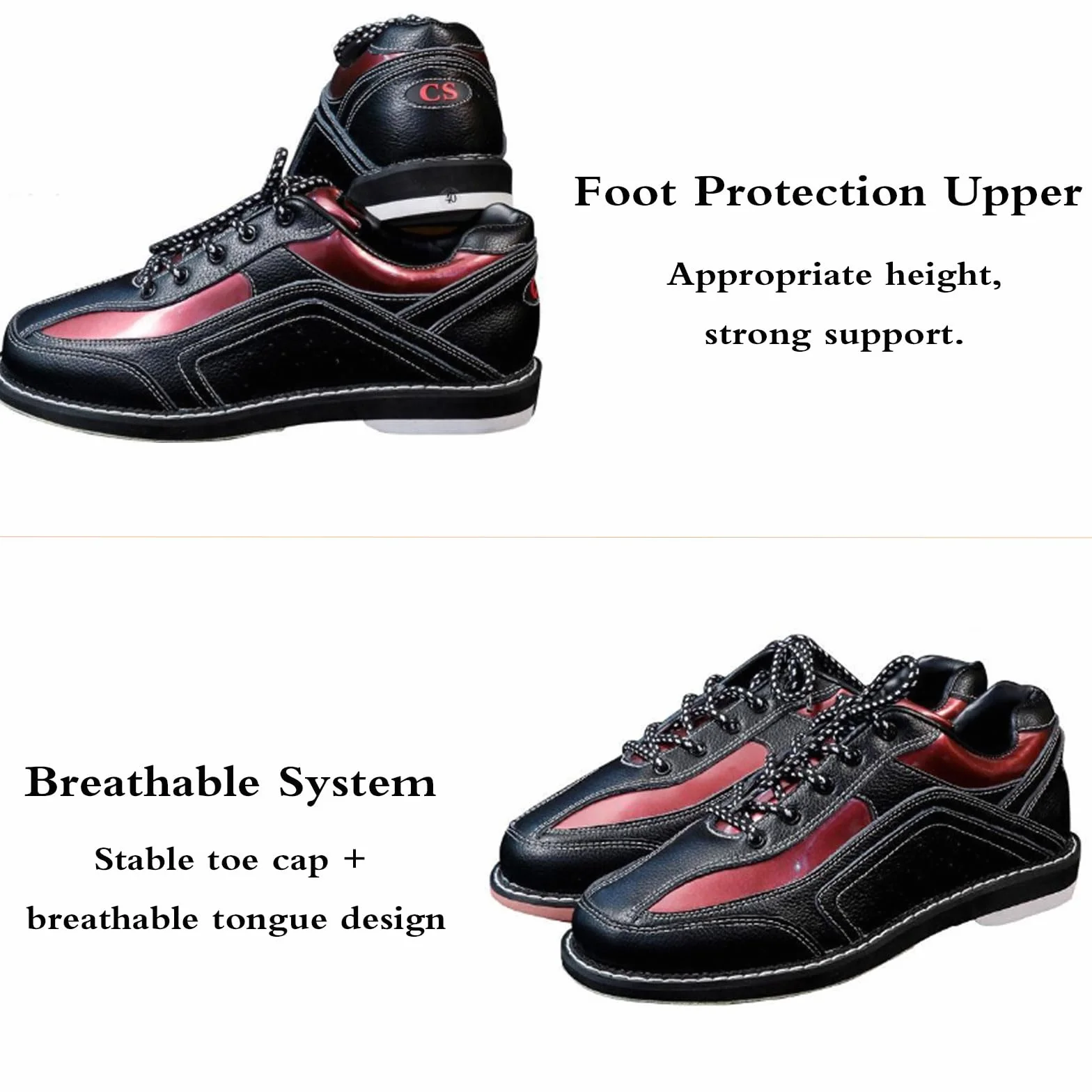 Scarpe da Bowling Antiscivolo Uomo Nero Traspiranti Leggere per Destrimani