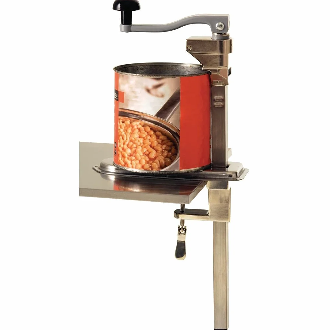 Vogue Apriscatole da banco 530 mm, acciaio inox, per lattine 355 mm, lama ultra affilata
