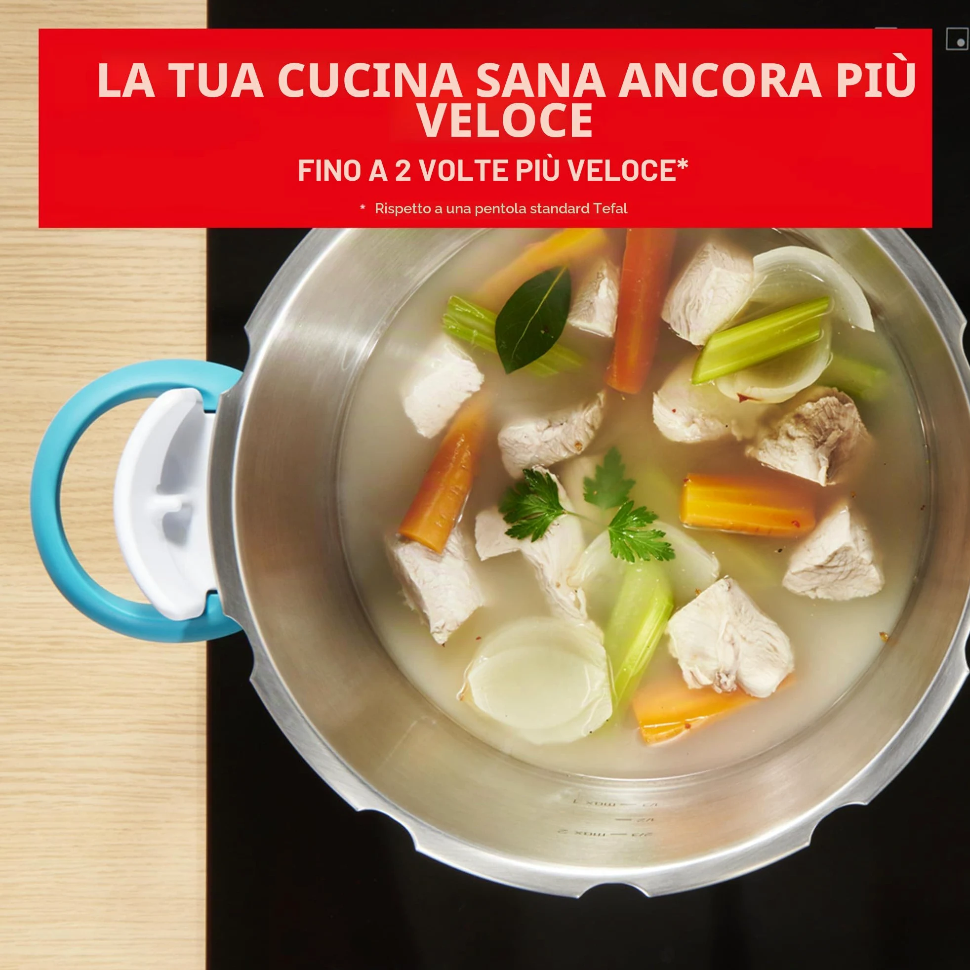 Seb 6 litri Pressure Cooker, Induzione, Stainless Steel Pressure Cooker, Foldable Handles, 100 Recipe Booklet, Made in France, ClipsoMinut'easy+ Blue P4900716