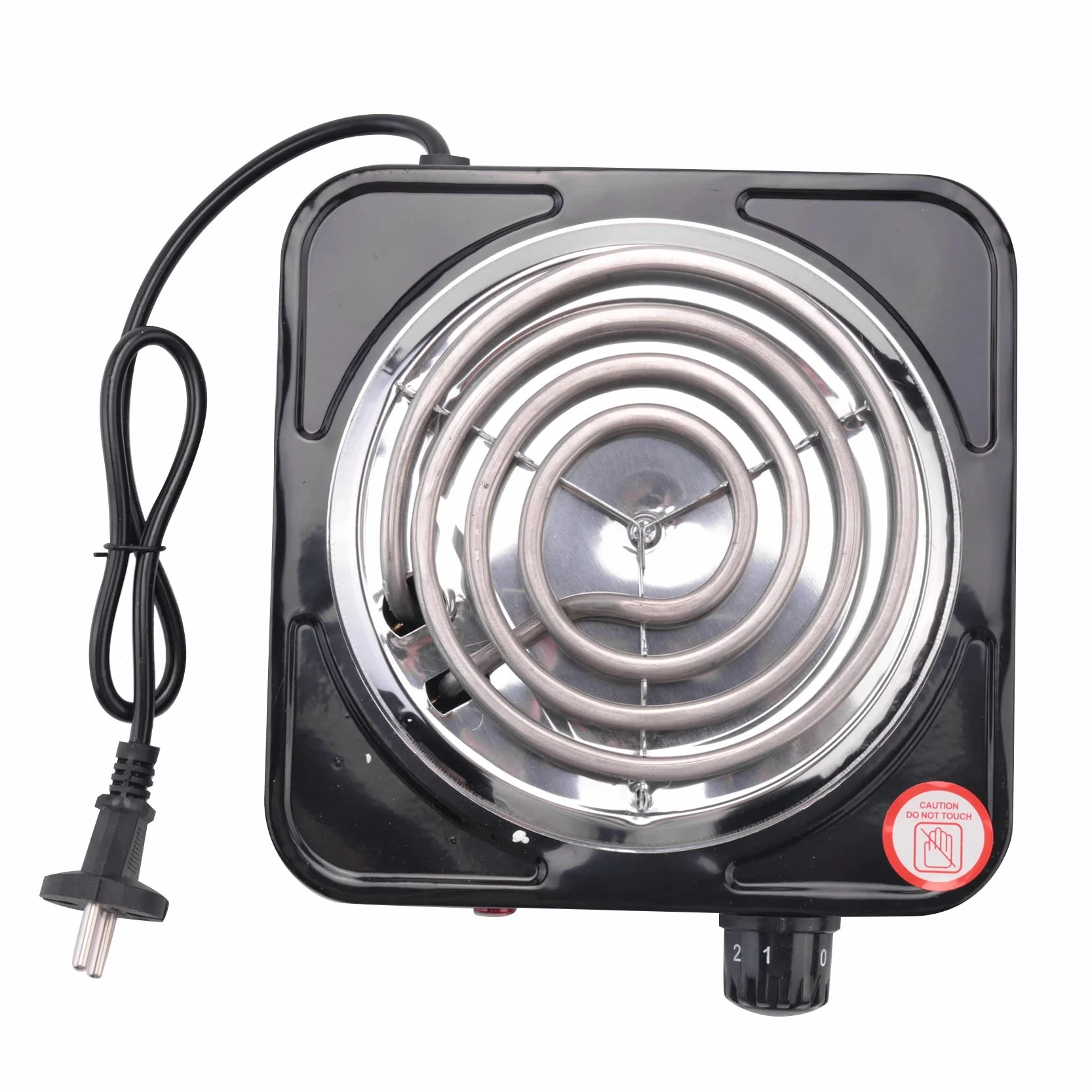 Stufa elettrica a bruciatore singolo, compatta e portatile, piastra riscaldante a temperatura regolabile, 1500 W, spina europea nera e acciaio inossidabile