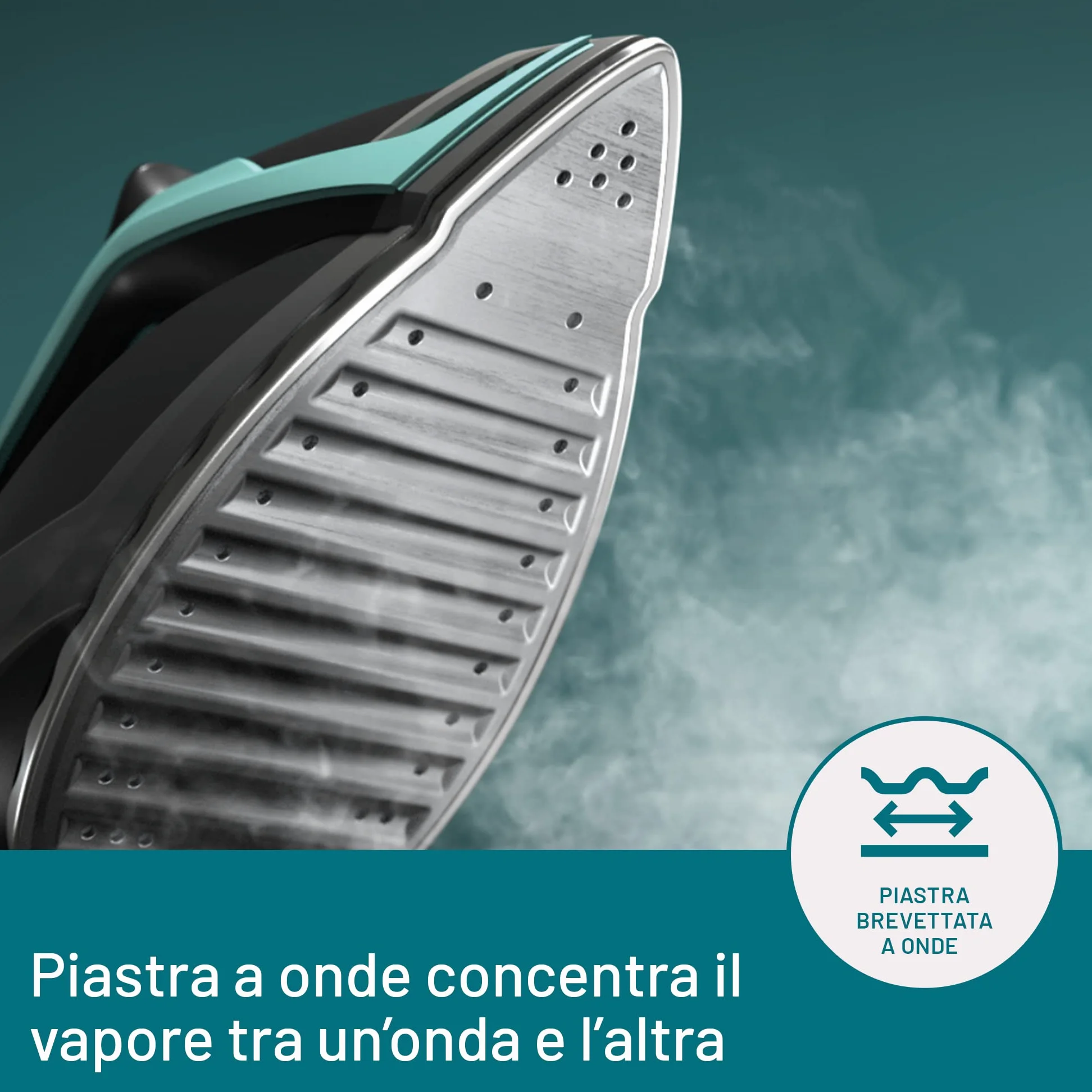 Imetec Onda P1 Ferro da Stiro Generatore di Vapore, Piastra a Onde Scorrevole Brevettata, 2400W, Colpo Vapore 300 g, Serbatoio 2,5L, 3 Filtri con Ioni di Argento, Tecnologia No Stop Vapor