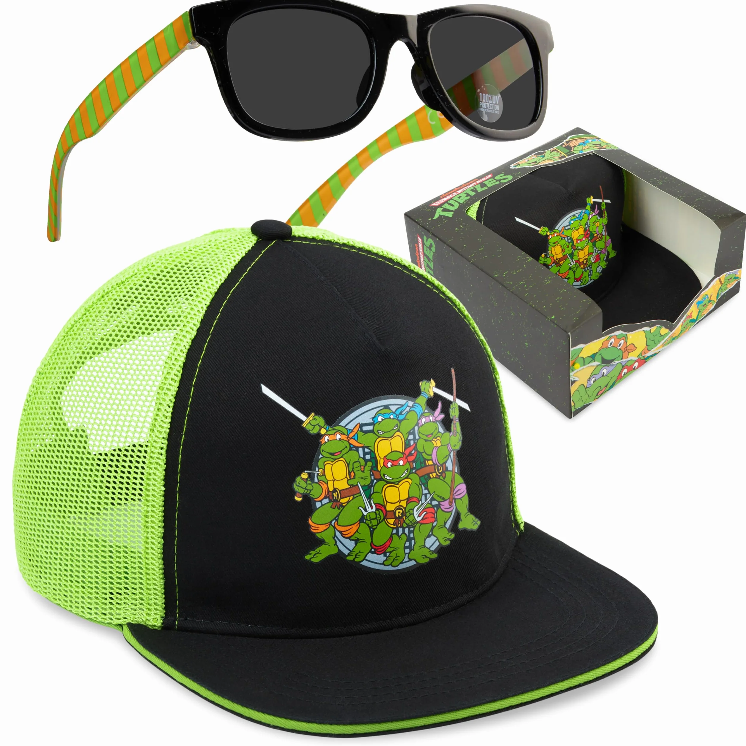 Batman Marvel Avengers Teenage Mutant Ninja Turtles Cappello Baseball Occhiali da Sole Bambino Set Protezione UV 100% Regalo per Ragazzi