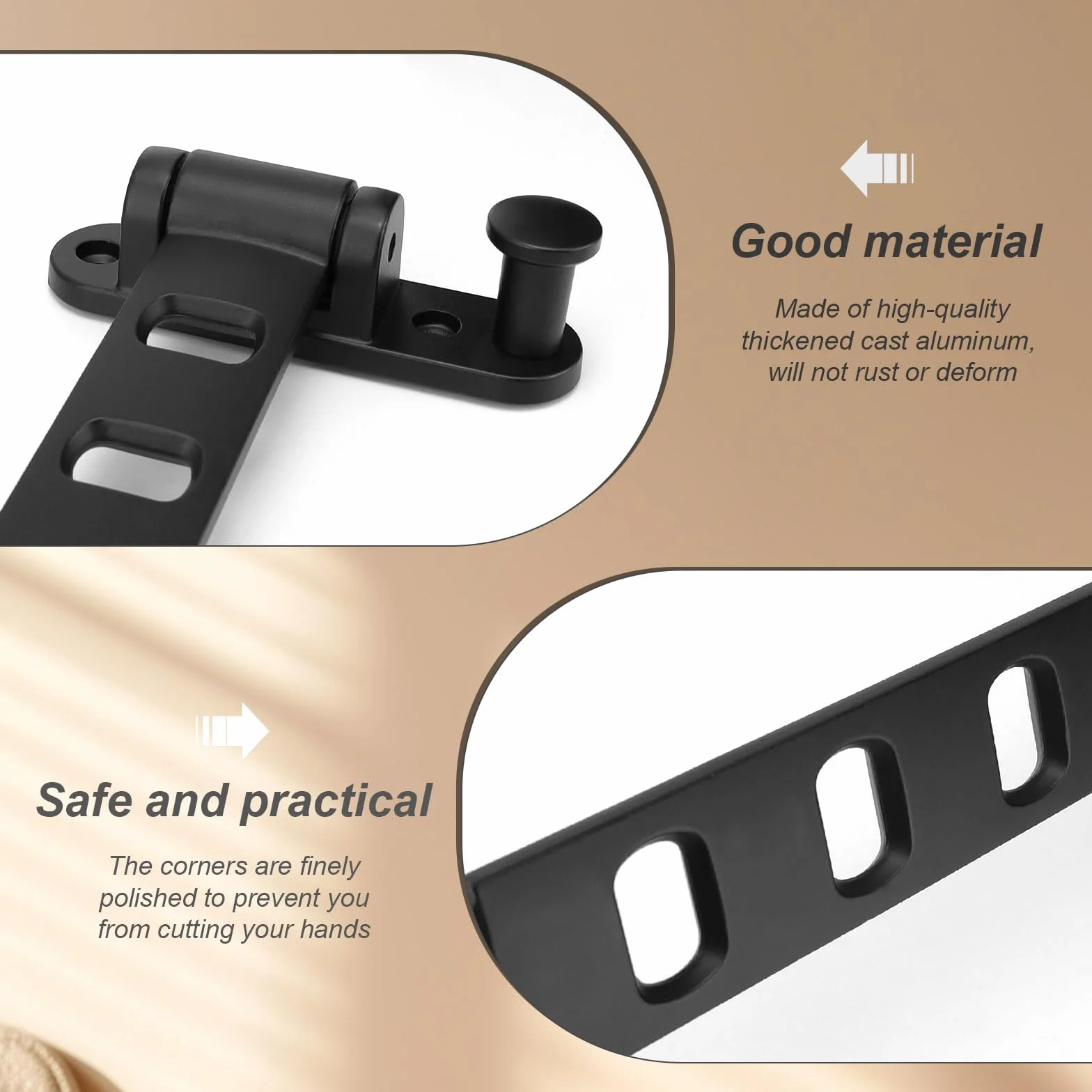 Appendiabiti a Parete Pieghevole 6 Fori 180° Nero Moderno