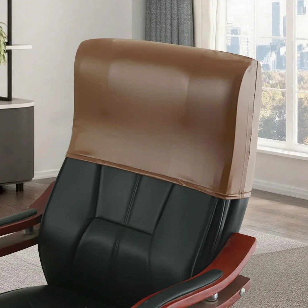 Copertura impermeabile in pelle PU per poggiatesta per sedie da ufficio, protezione elastica per sedie con schienale alto, 1 pezzo e elegante protezione per poggiatesta, ideale per casa e ufficio