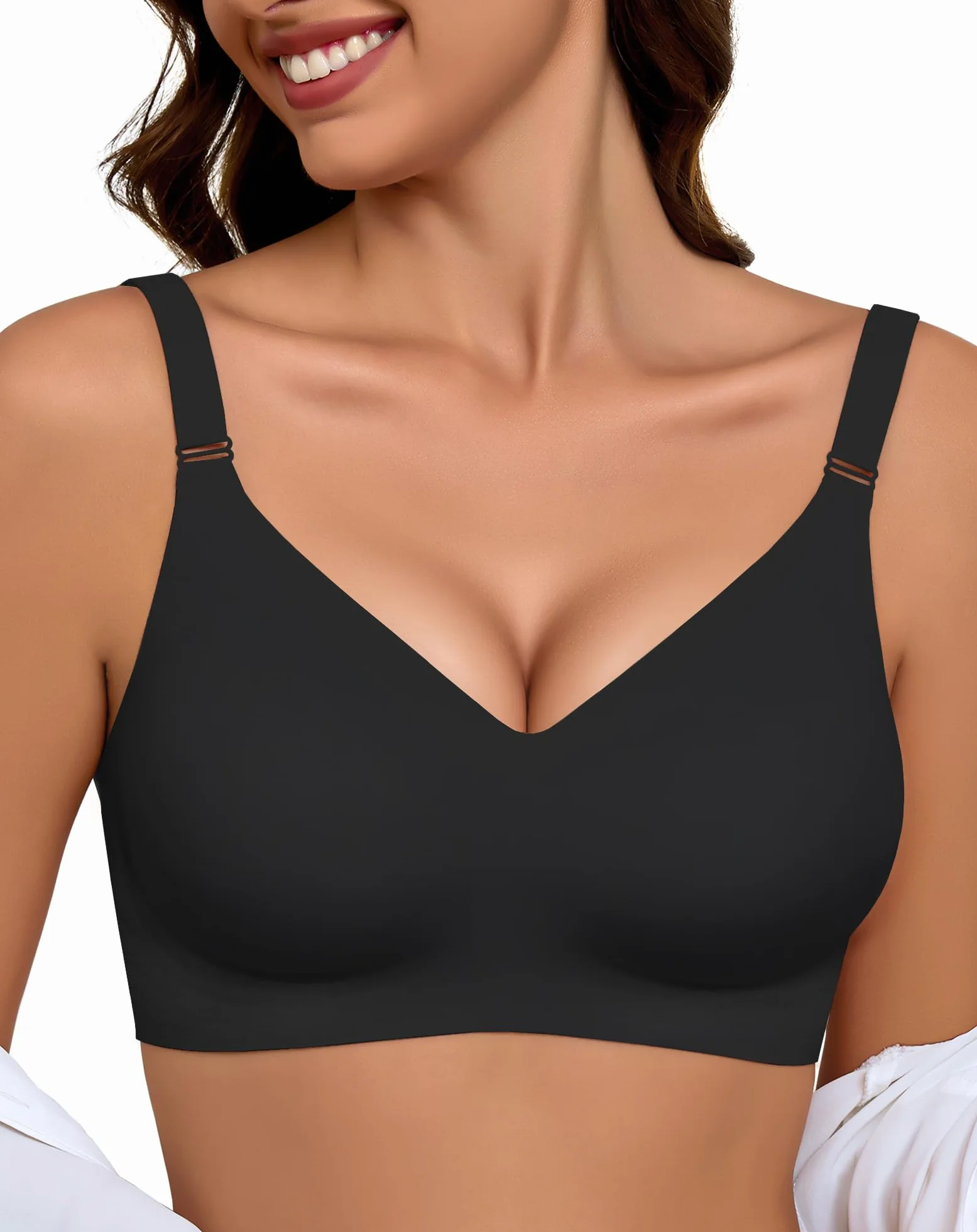 Reggiseno Donna Push Up Senza Ferretto Imbottito Seamless Comodo T-Shirt Invisibile Coppa Intera Comfort Classico Bralette per Seni Normali e Grandi