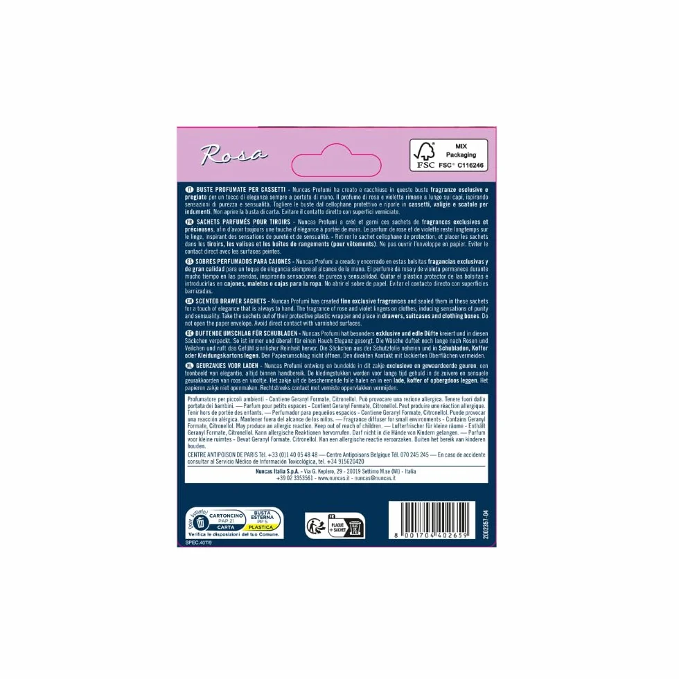 Nuncas Buste Profumate - per Cassetti - Rosa - 2 Pezzi
