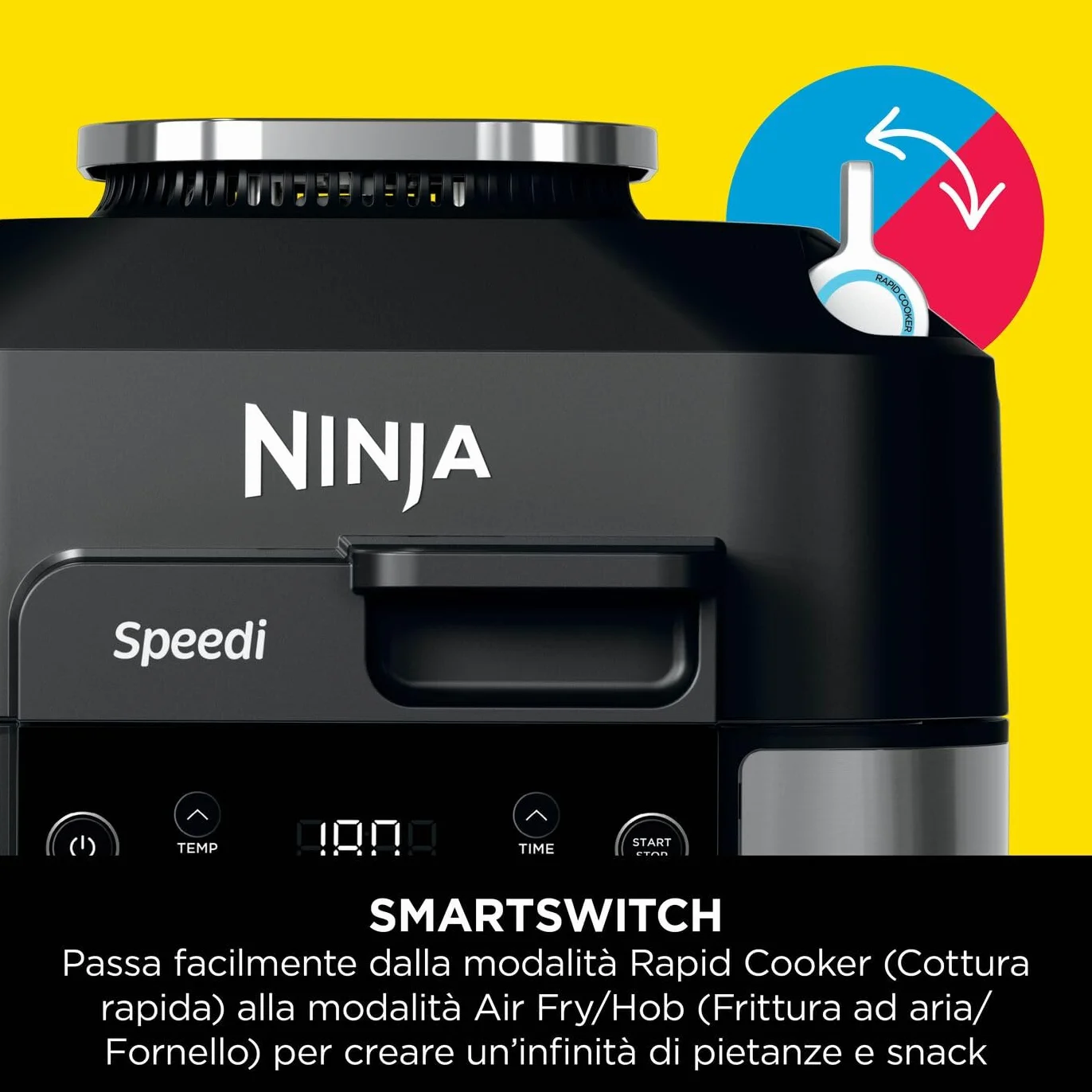 Ninja Speedi Pentola Elettrica Rapida 10 in 1 Friggitrice ad Aria 5,7L Nero ON500EU