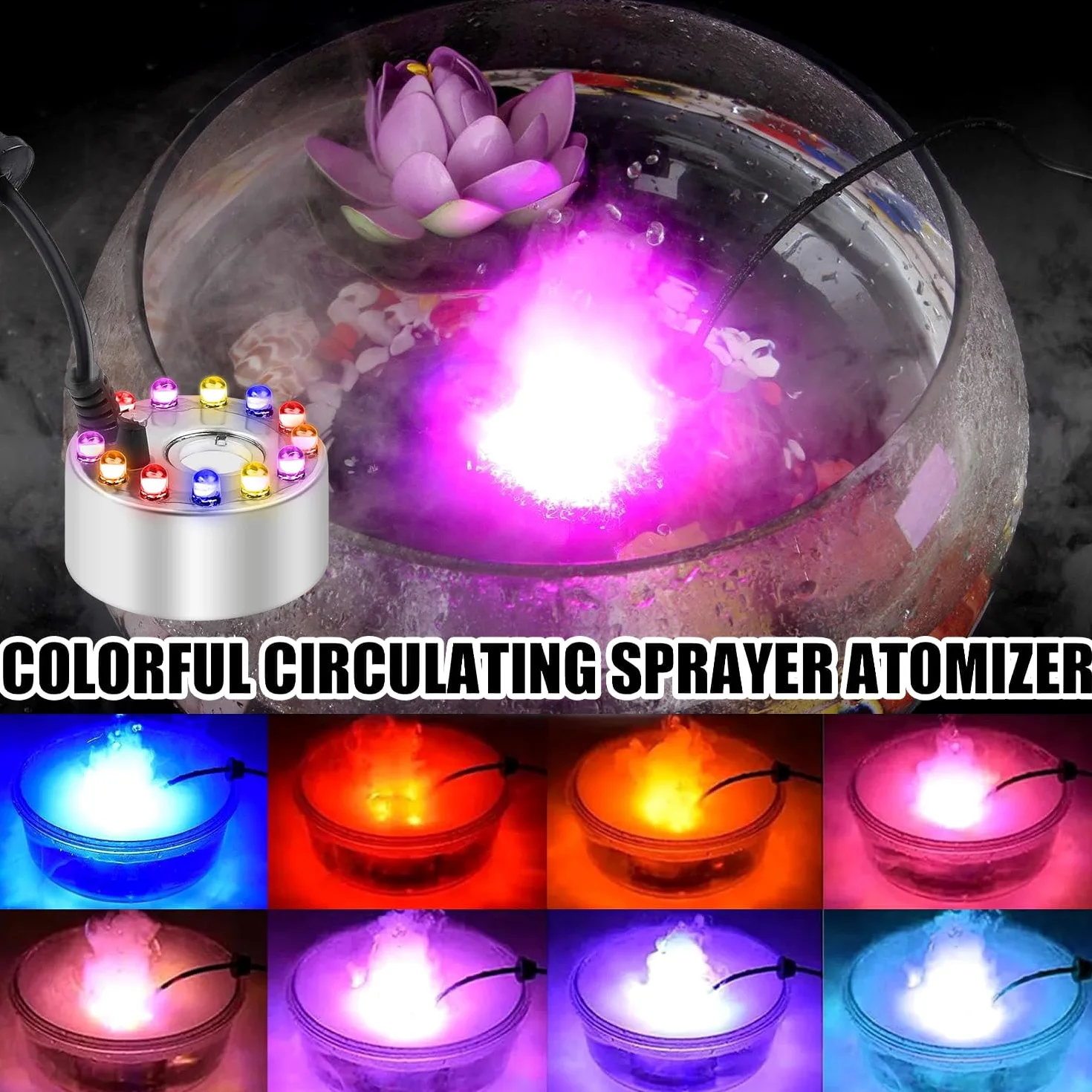Sunshine smile Ultrasonic Fog Maker, nebulizzatore a ultrasuoni per Halloween, mini macchina per nebbia, per Halloween Pumpkin e strega, nebulizzatore in metallo, produttore di nebbia