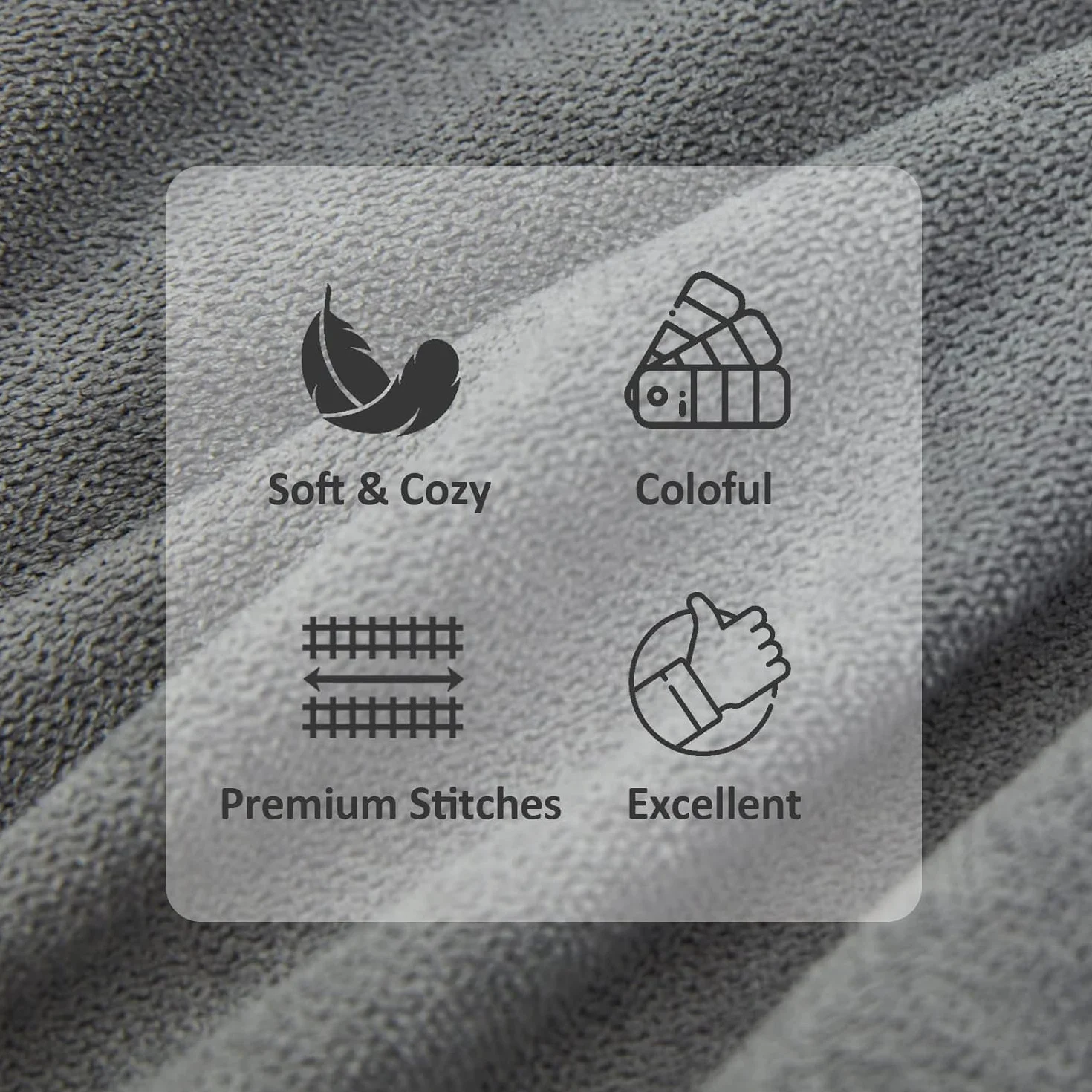 Topfinel Federe Cuscini Comode in Ciniglia per Divano, Copricuscini Decorativi Letto Arredo casa, Fodere cuscino Tinta unita per Soggiorno Camera Balcone Esterno, 2 Pezzi, 60x60 cm Grigio