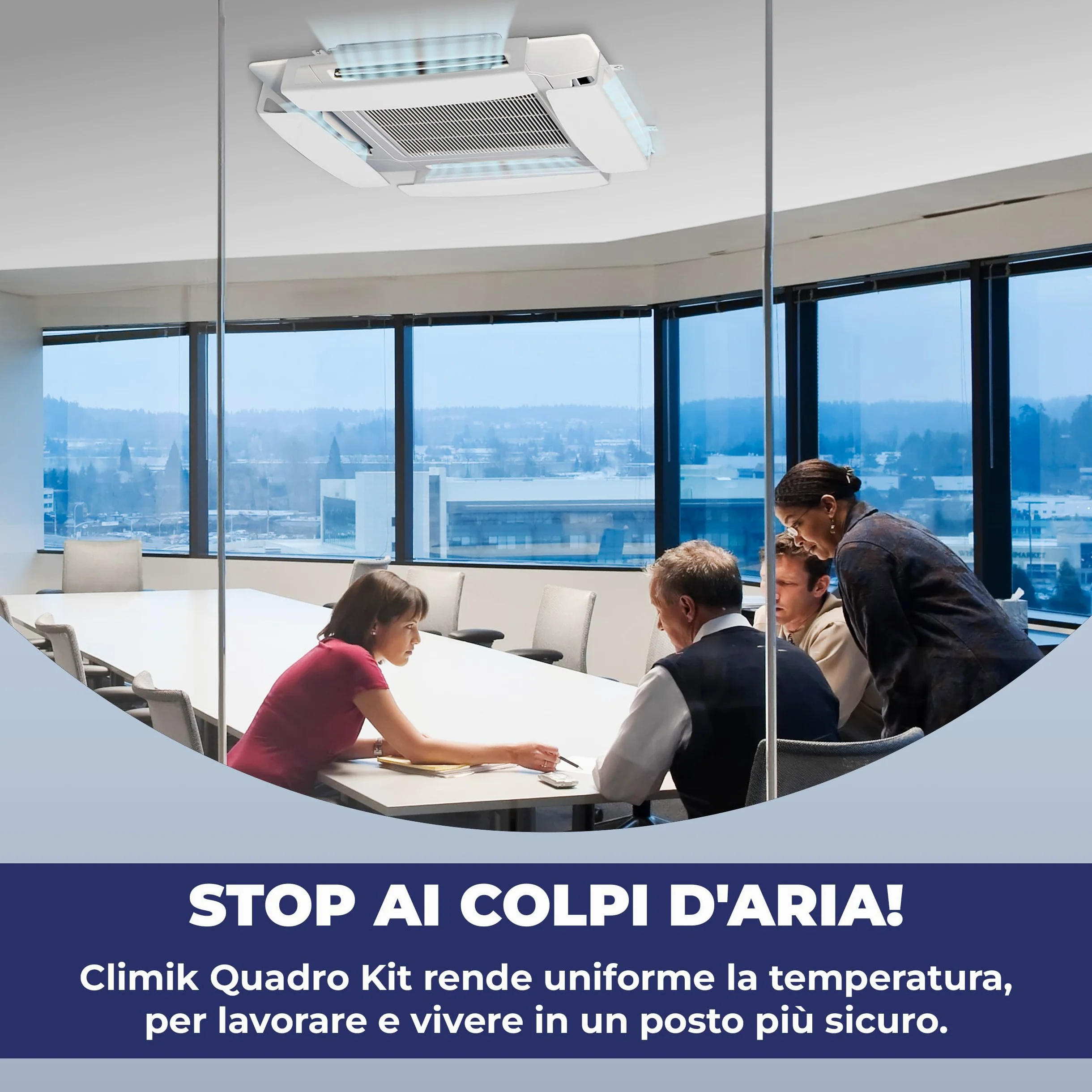 CLIMIK QUADRO, SET DI 4 DEFLETTORI PER CONDIZIONATORE & ARIA CONDIZIONATA, ADATTO PER CONDIZIONATORI A CASSETTE, MADE IN ITALY, PROGETTATO PER DISTRIBUIRE L’ARIA NEL TUO AMBIENTE DI CASA O LAVORO
