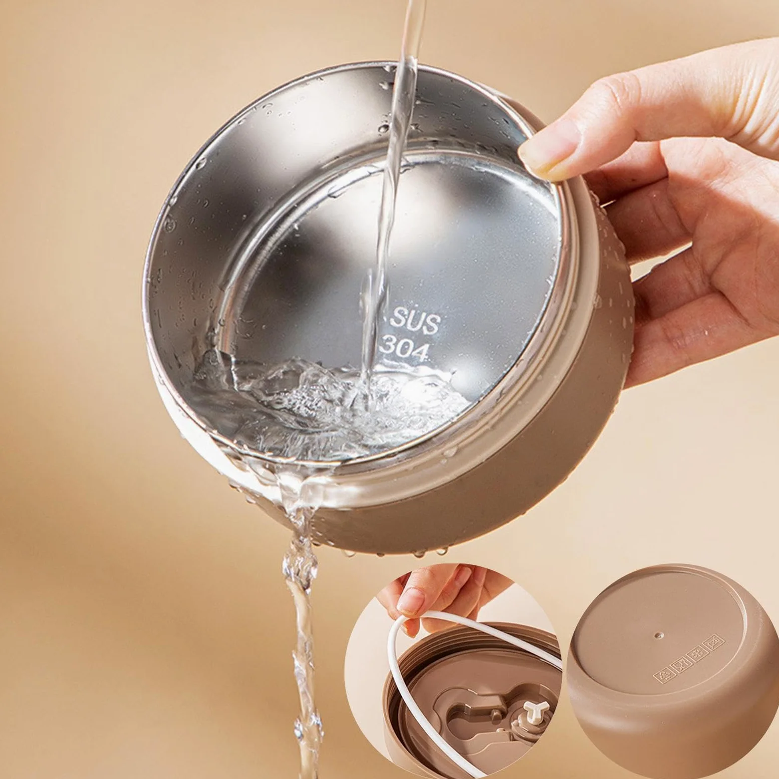 Contenitore Termico per Alimenti in Acciaio Inox, Ideale per la Preparazione dei pasti e per conservare Gli Alimenti in Modo Pratico e Veloce.