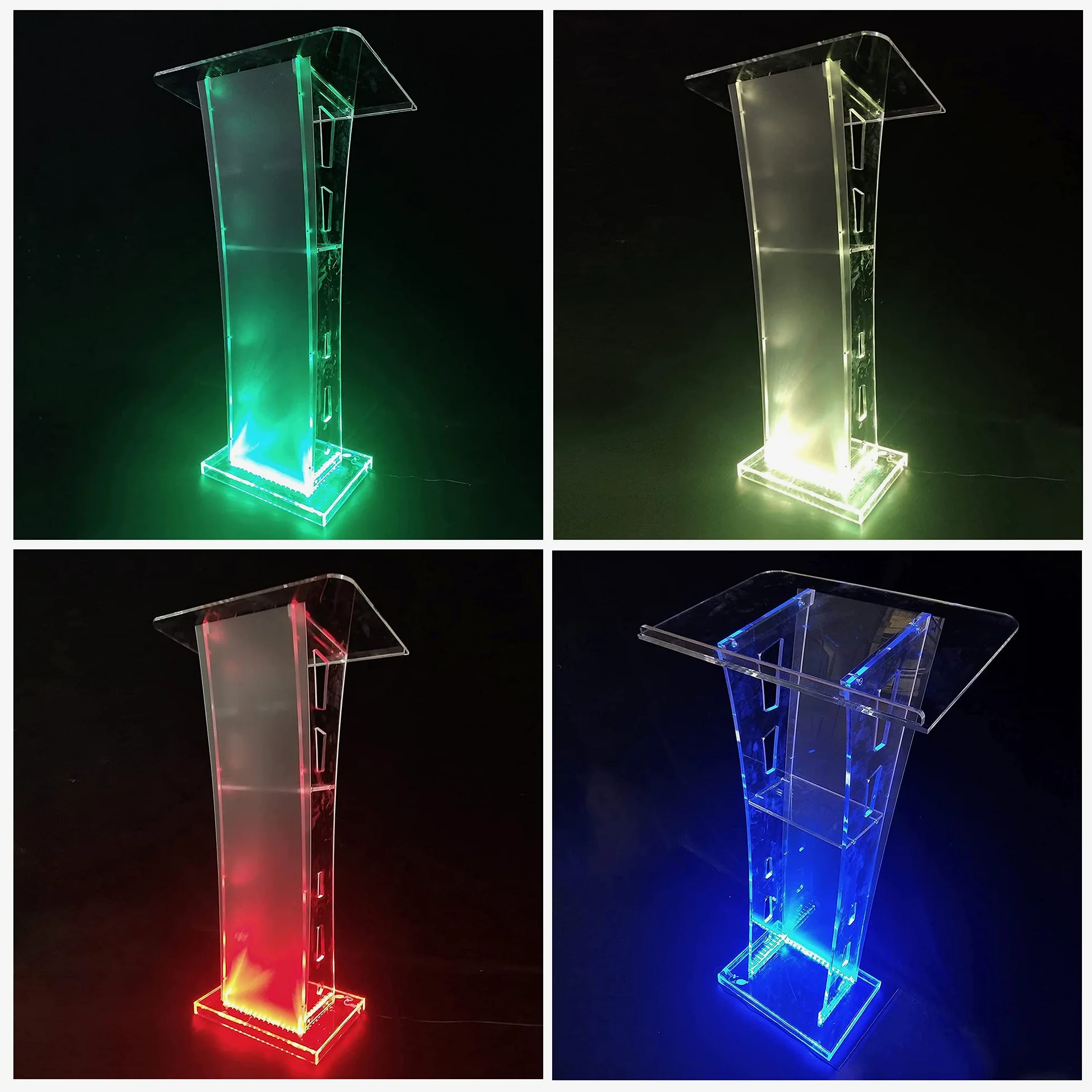 Supporto per podio in acrilico trasparente con telecomando a LED per chiesa professionale leggio con ampia superficie di lettura, ideale per conferenze, matrimoni, ufficio e aule