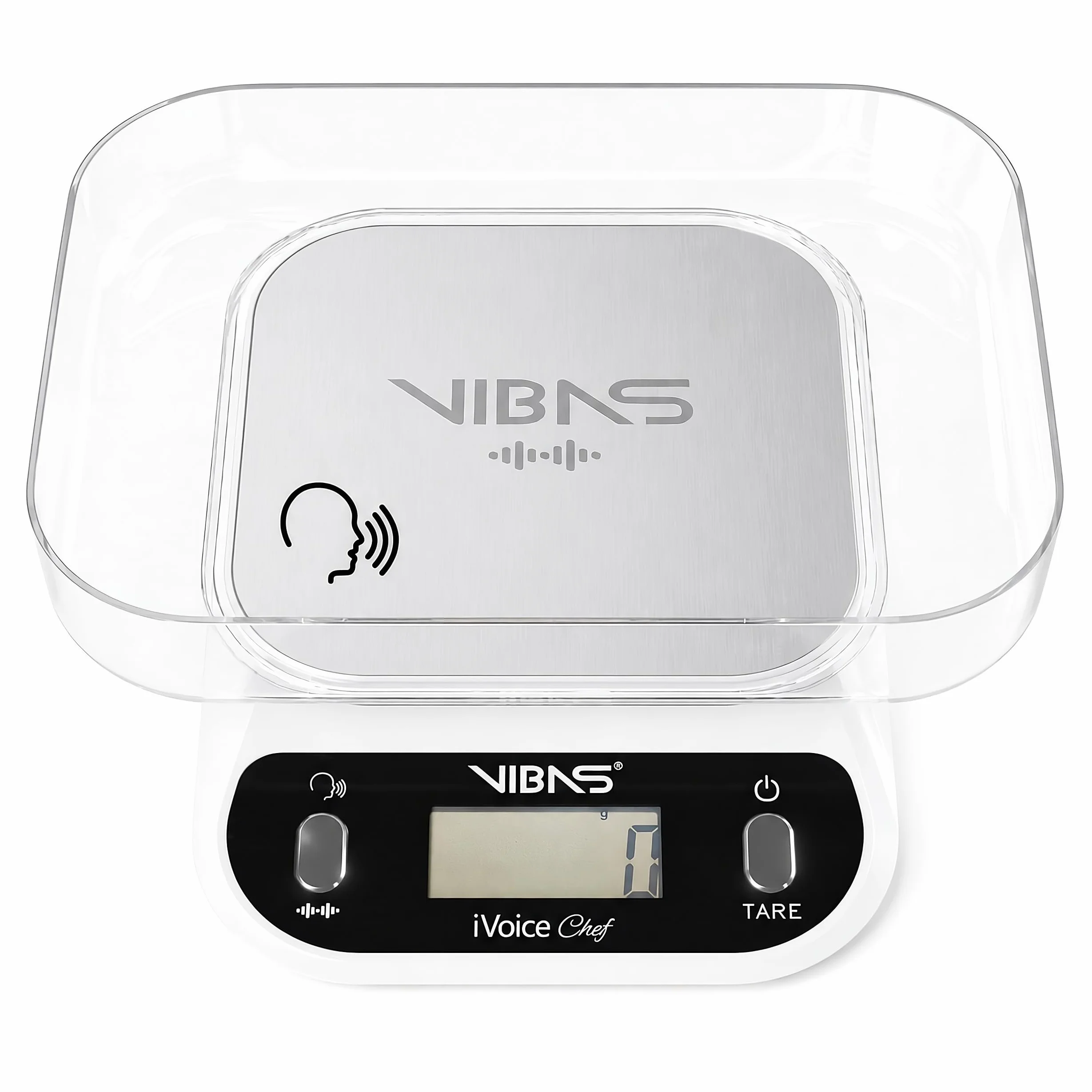 Bilancia da Cucina Parlante VIBAS iVoice Chef con Ciotola, 5 Lingue, Portata 10 kg