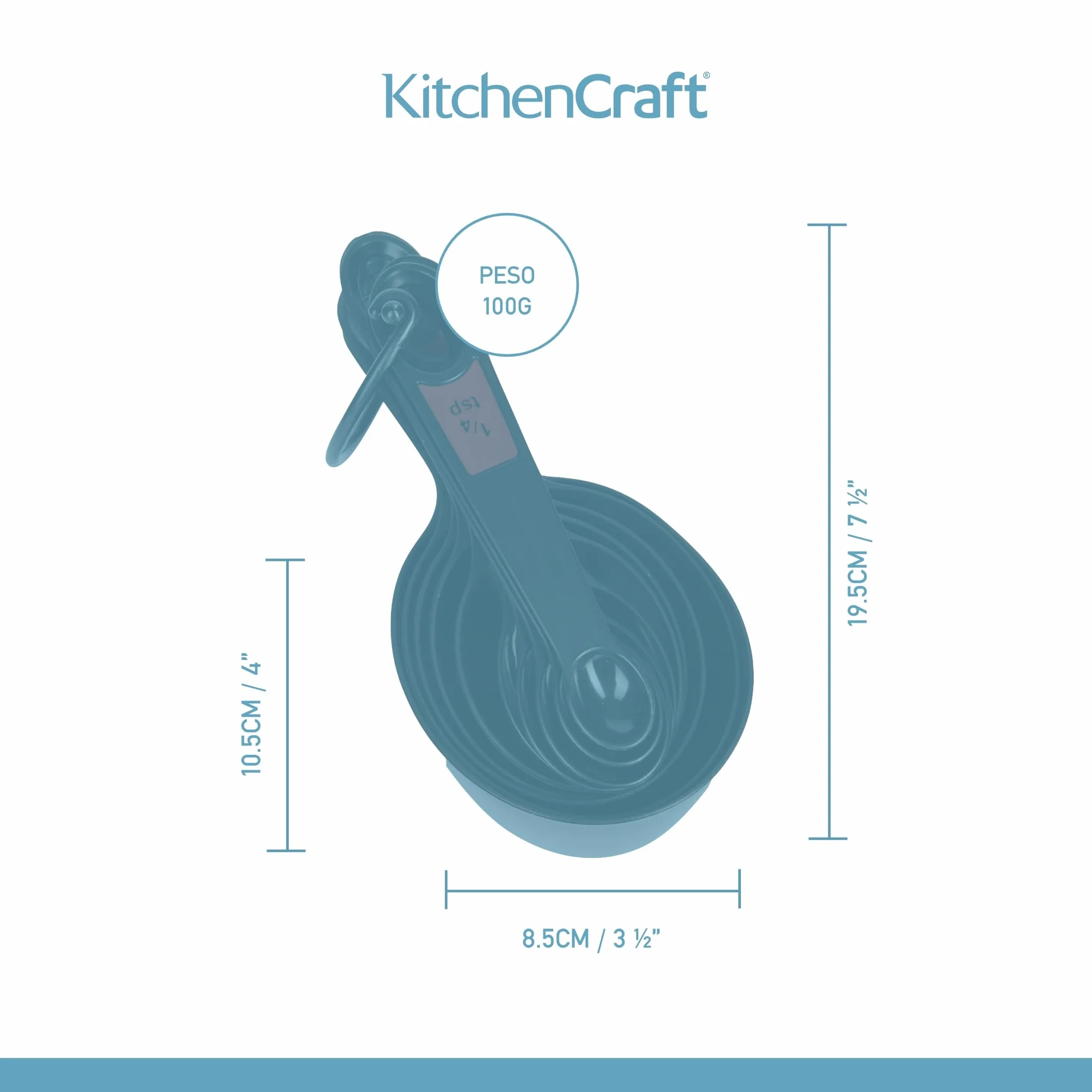 Kitchen Craft Set di 10 Misurini in Plastica a Forma di Cucchiaio, Silicone, Multicolore