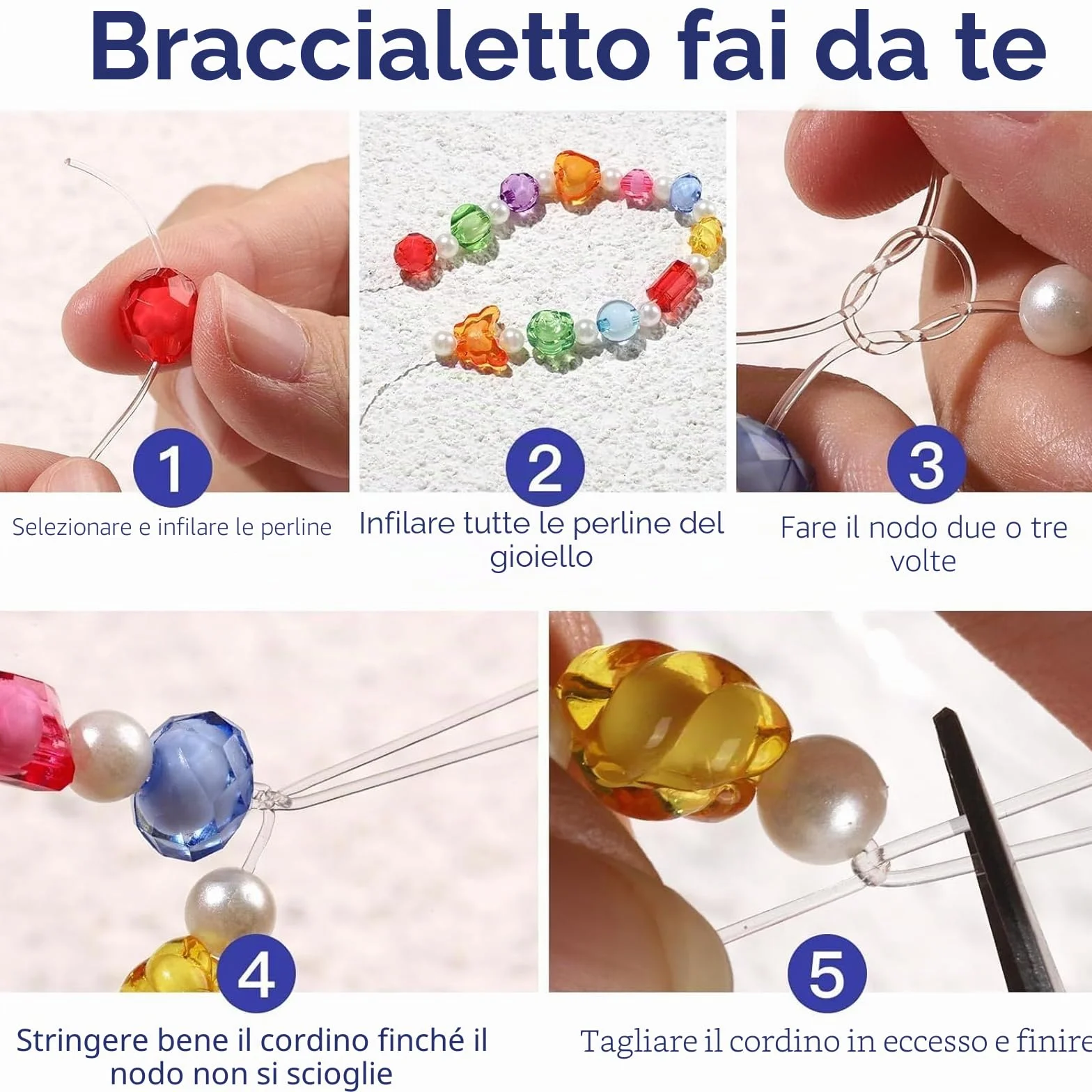 Filo Elastico per Braccialetti 6 Rotoli 0.4 mm, 0.6 mm, 0.8 mm, 1.0 mm