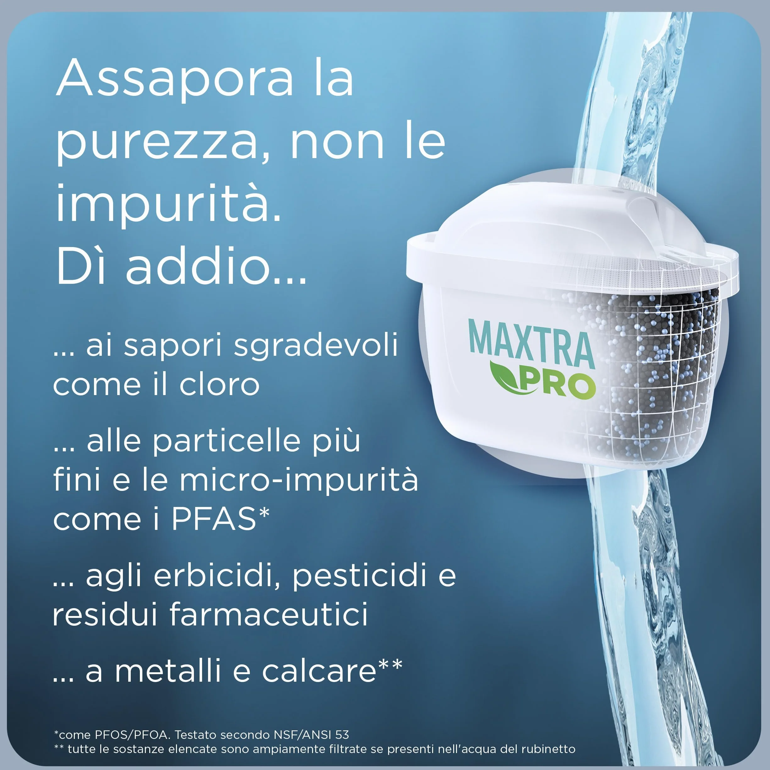 BRITA Caraffa filtrante vetro 2.5L con filtro MAXTRA PRO All-in-1 riduce cloro calcare PFAS metalli