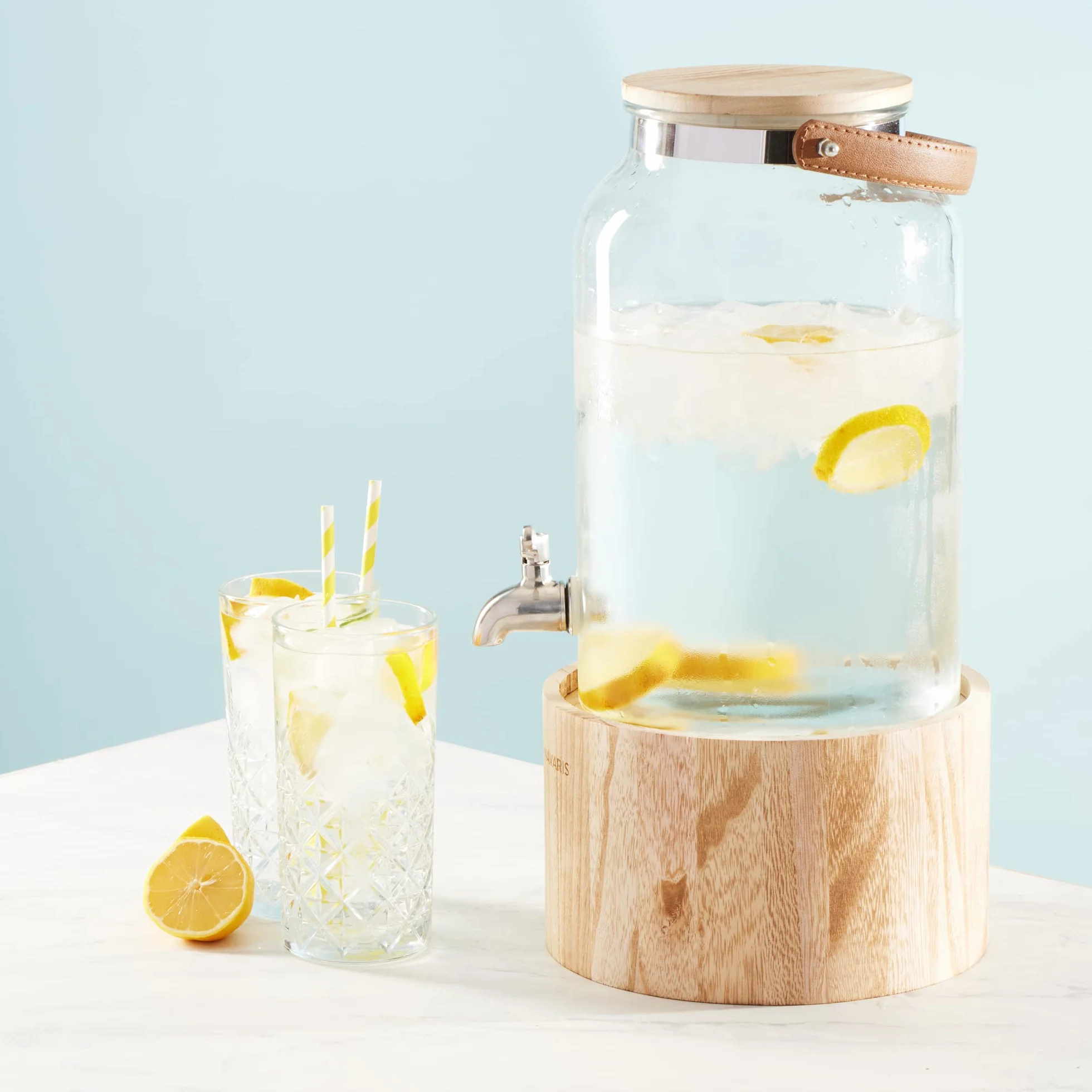 Navaris 5.6L Contenitore Bevande in Vetro con Rubinetto Distributore Acqua Sangria Cocktail Vino