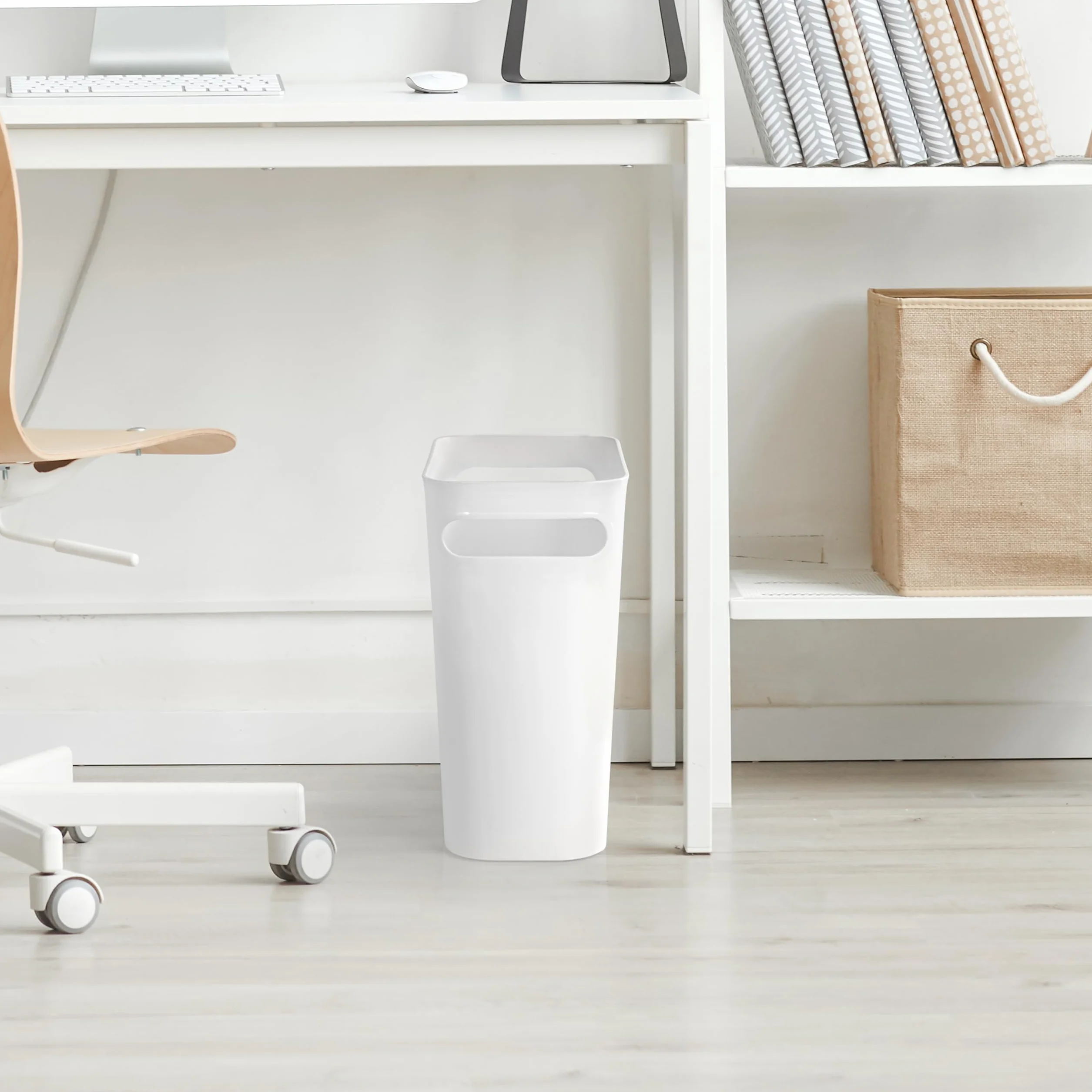 Bidone Pattumiera Bianco 6 l 4 Pezzi - Cestino Piccolo Plastica con Maniglie Integrate per Bagno, Cucina