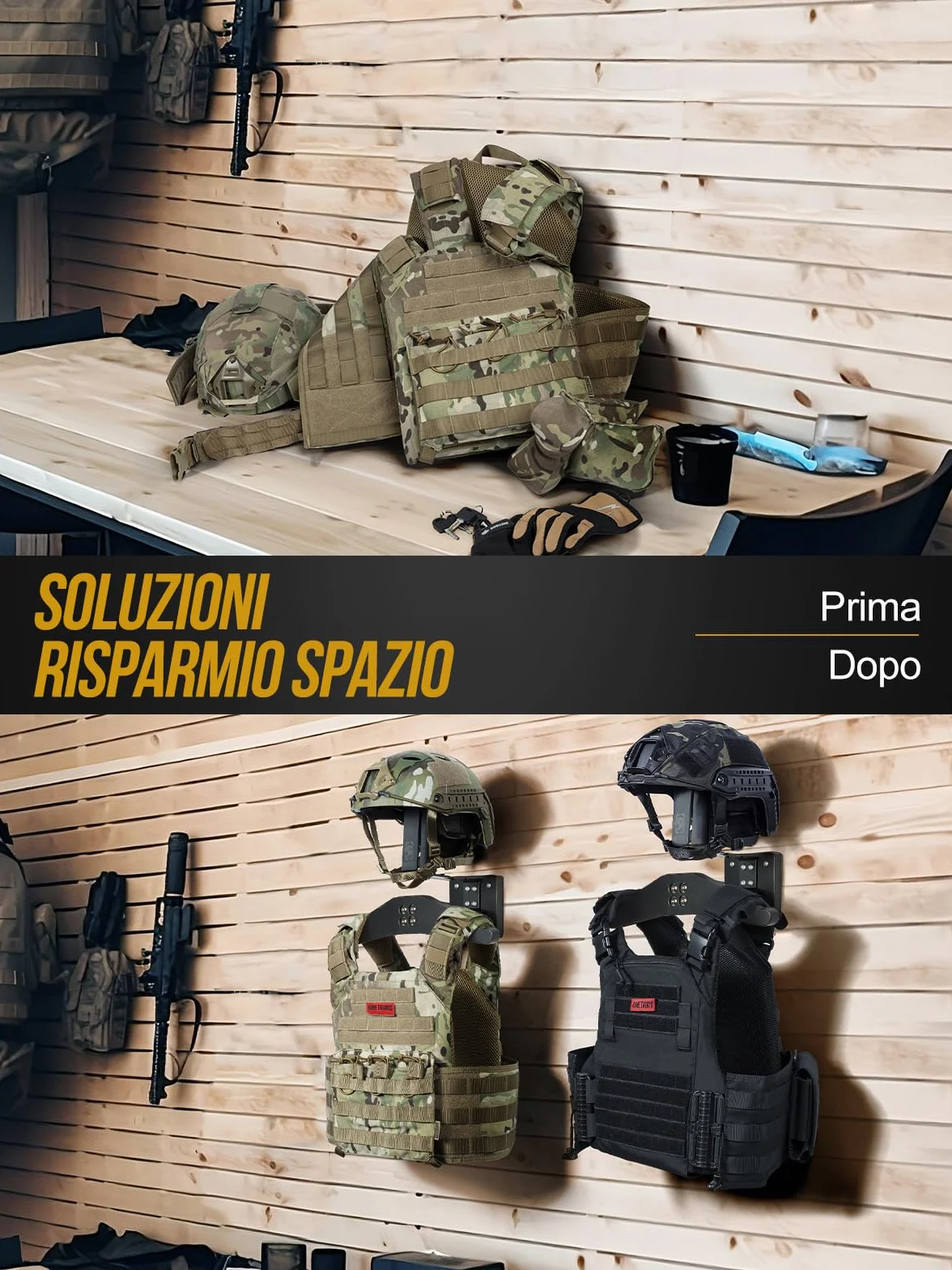 OneTigris Porta Casco Moto Muro per Gilet Tattico, Supporto per Casco e Piastra