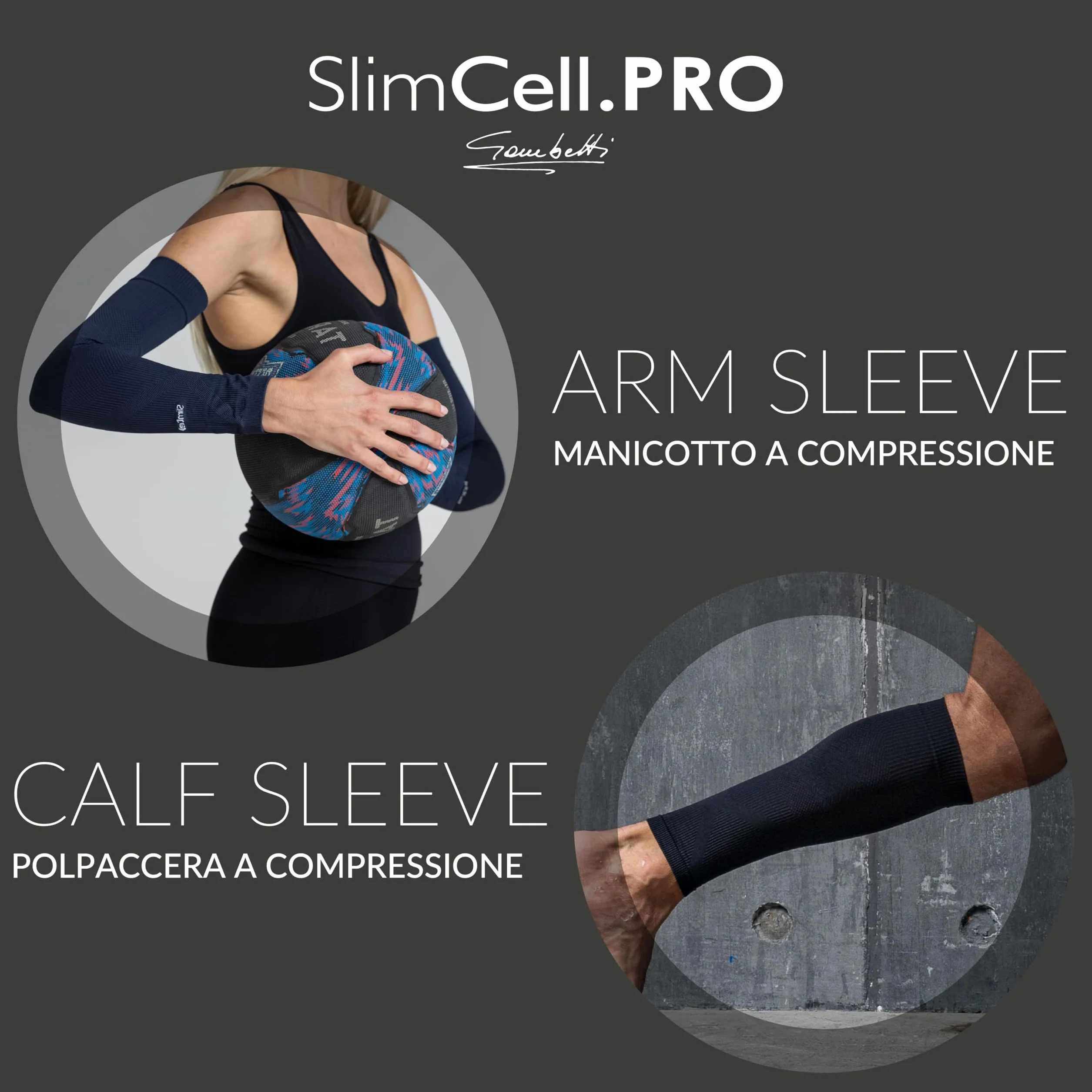 Gambetti SLIMCELL Manicotti Anti UV UPF 50+ Compressione Pallavolo Padel Running Tennis Gaming Ciclismo Golf