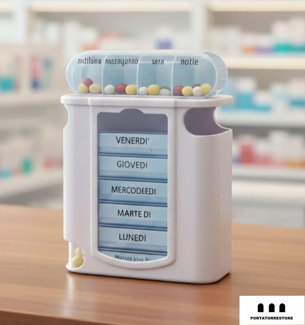 Portapillole Settimanale 28 Scomparti, Organizzatore Medicinali 7 Giorni, Viaggio e Uso Casalingo