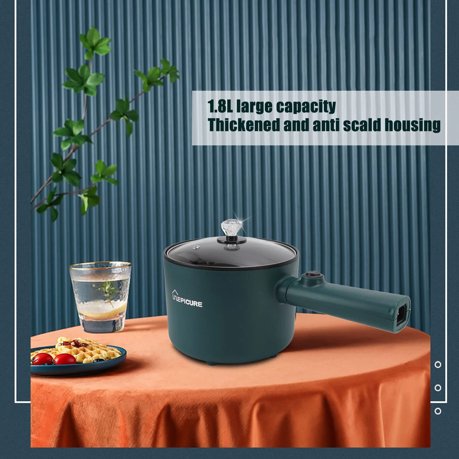 Pentola Calda Elettrica 1.8L Multifunzionale Antiaderente Portatile per Noodles