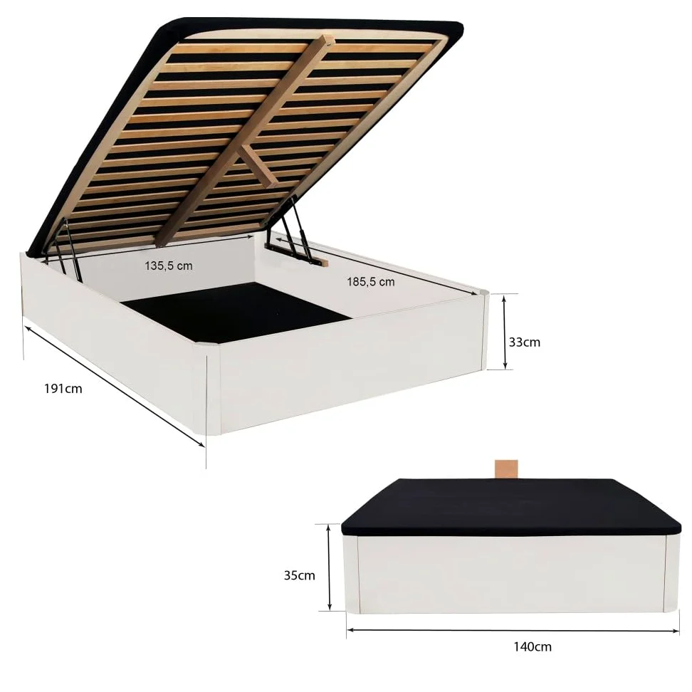 WEBER INDUSTRIES Letto baule Spiro 140 x 190 cm + 1 letto/bianco