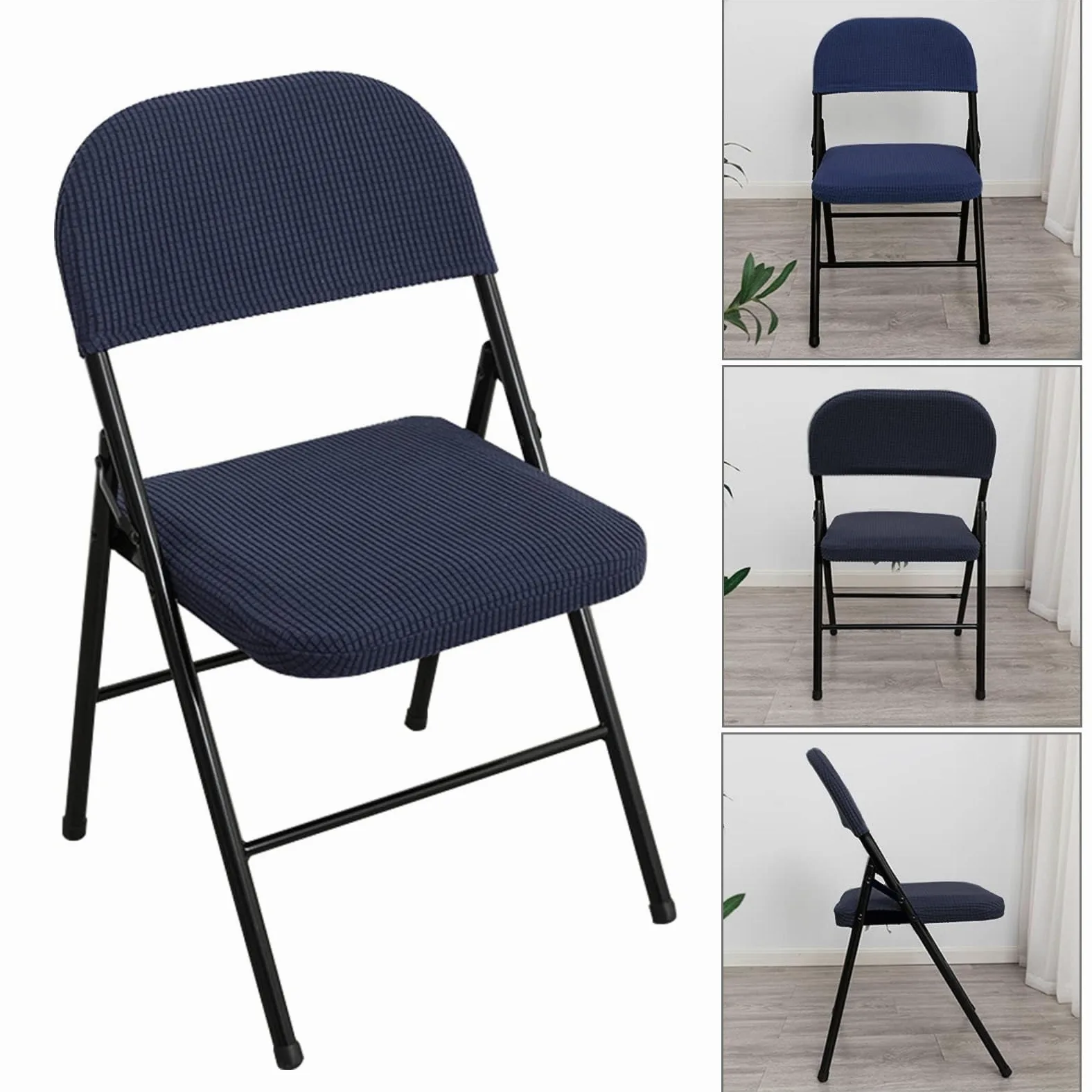 Set di 2 coprisedia pieghevoli da ufficio, elastici, per sedie da pranzo e cucina, proteggono e migliorano i mobili, si adattano alla maggior parte delle sedie pieghevoli (C, 6 pezzi)