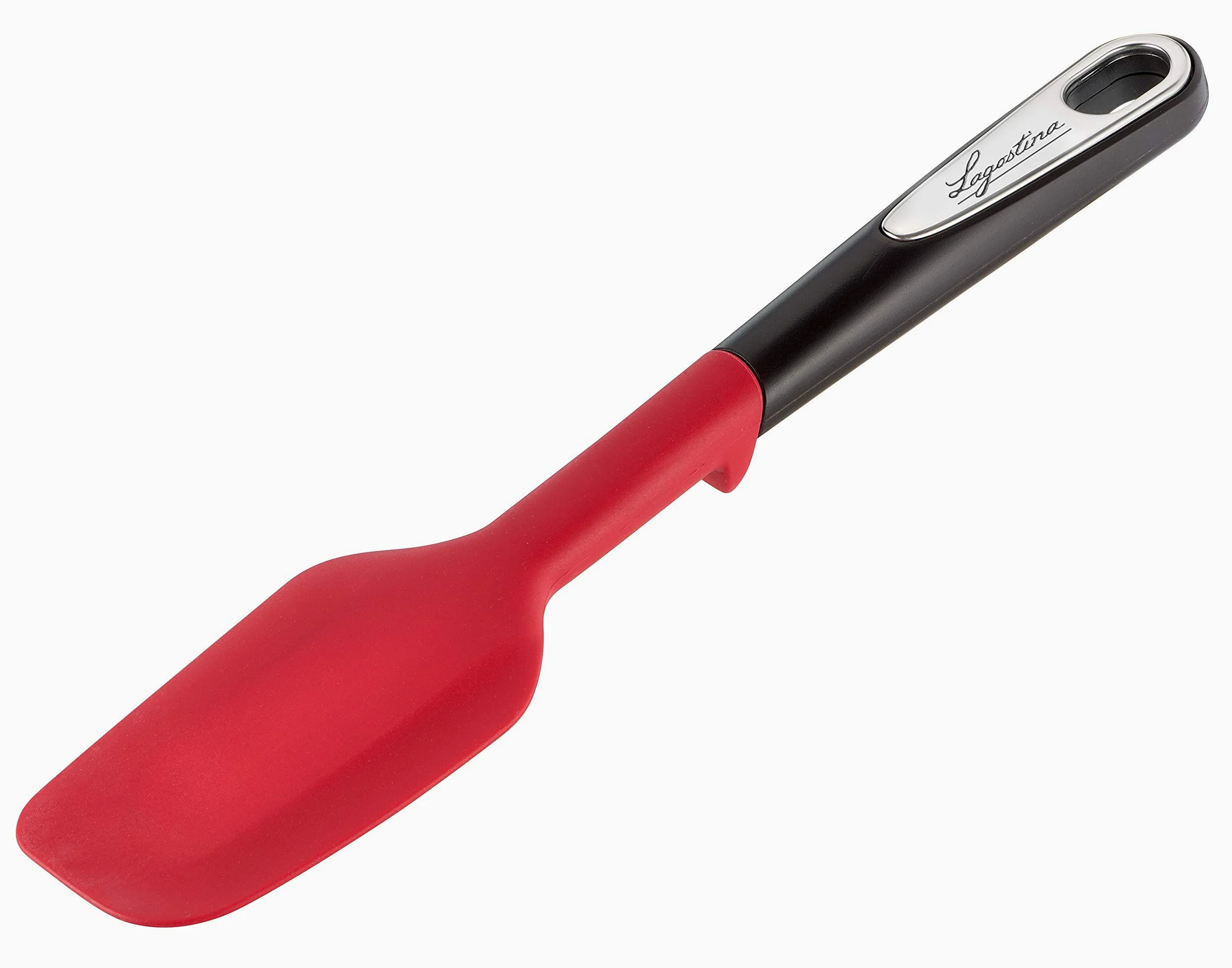 Lagostina Ingenio Essential Plus Batteria di Pentole, Alluminio per Gas e Forno, 17 Pezzi & Ingenio Smart Spatola con Inserto antiscivolo, Plastica e silicone, Nero e Rosso