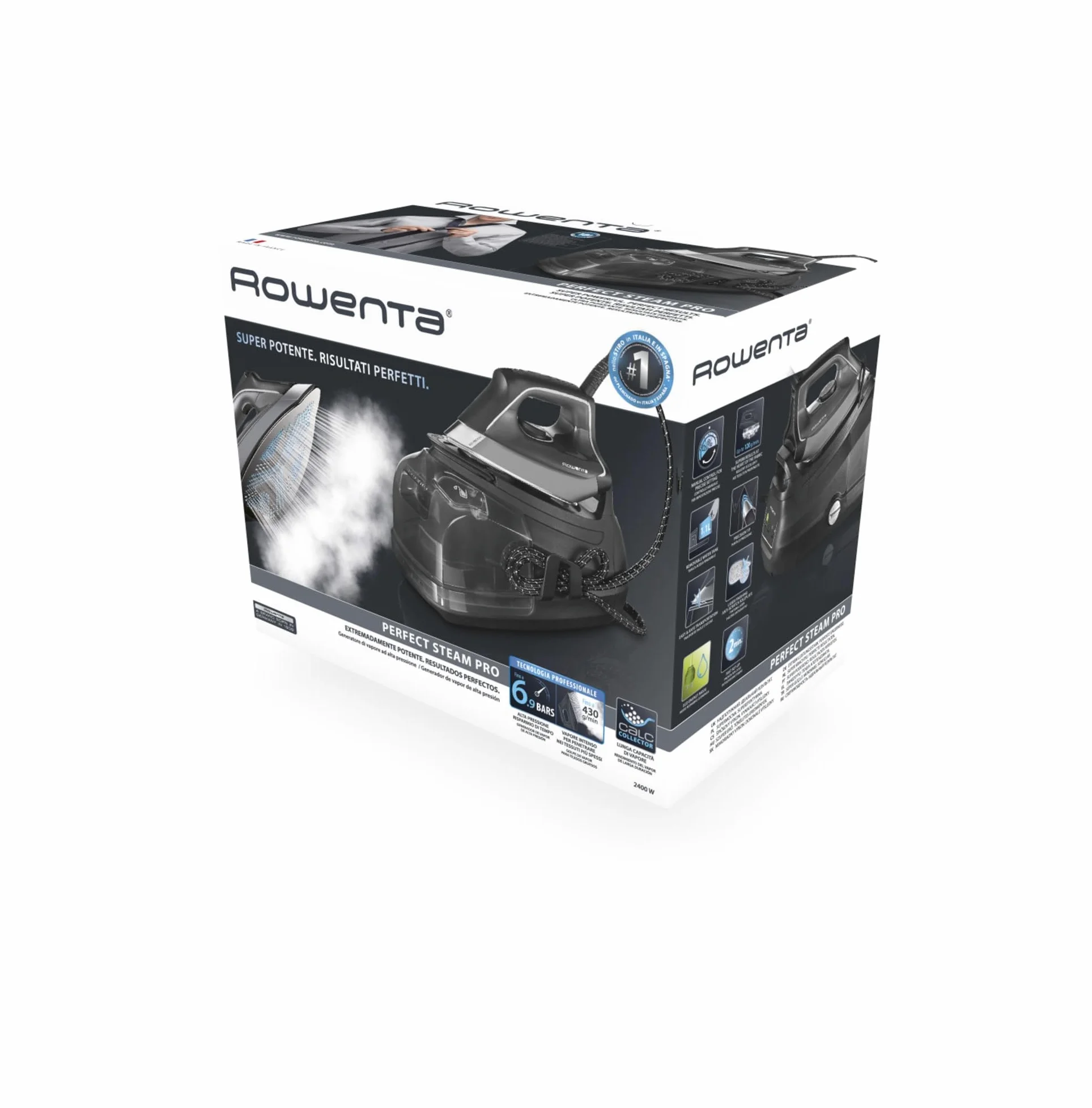 Rowenta DG8622 Perfect Steam PRO Ferro da Stiro a Vapore con Caldaia Silenziosa, Pressione fino a 6.9 Bar, 2400 W, 1.1 Litri, con Tecnologia Eco Intelligence