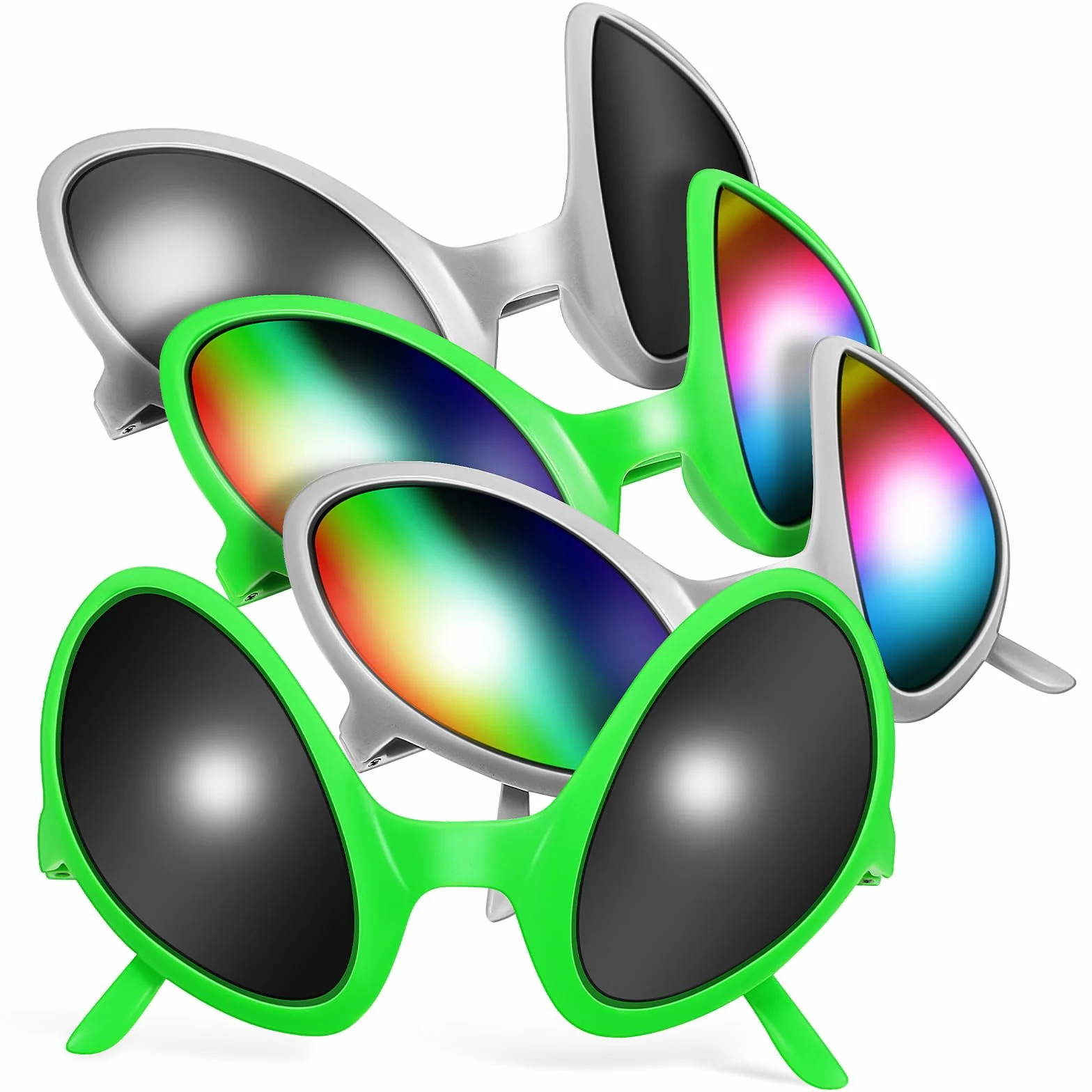TEHAUX 4 Pezzi Occhiali da Sole Alieno Decorativi in Abs per Feste e Raduni di Amici, Accessori Divertenti e Photo Props per Teenager e Uomini