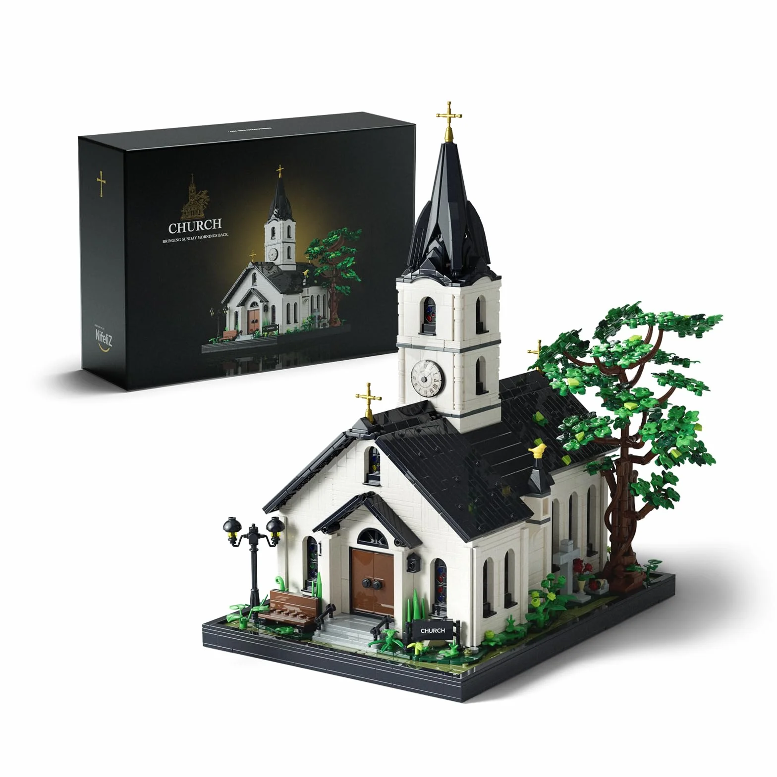 Nifeliz Cappella Architecture Set di giocattoli da costruzione per adulti, modello vintage country, 3116 pezzi