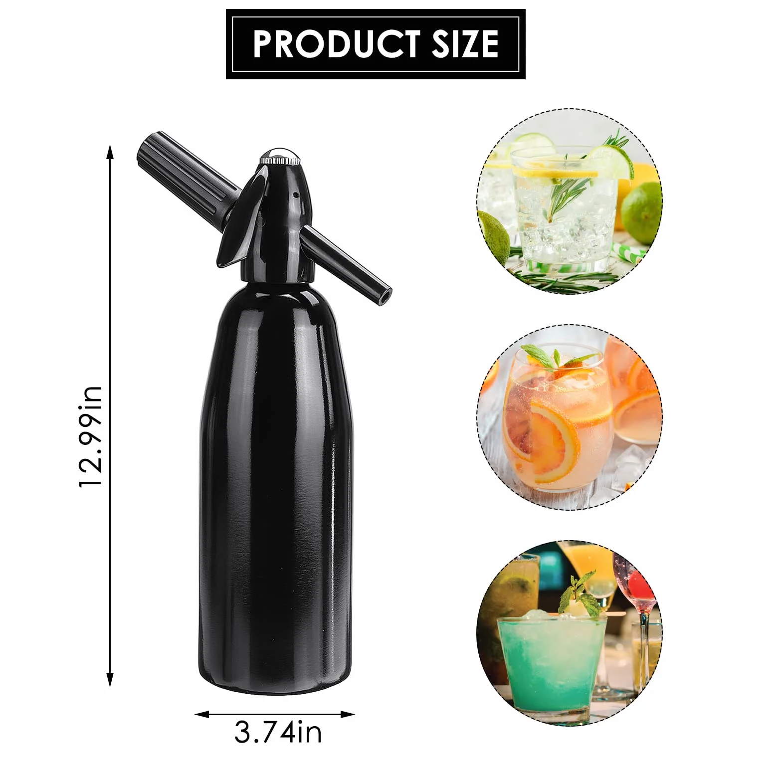 Soda Maker,Sifone per Soda Alluminio 1L,Soda Siphon Bottle con Regolatore di Pressione, Aluminium Sparkling Water Maker per Succhi di Frutta Fatti in Casa,Mojito,Cocktail,Bevande
