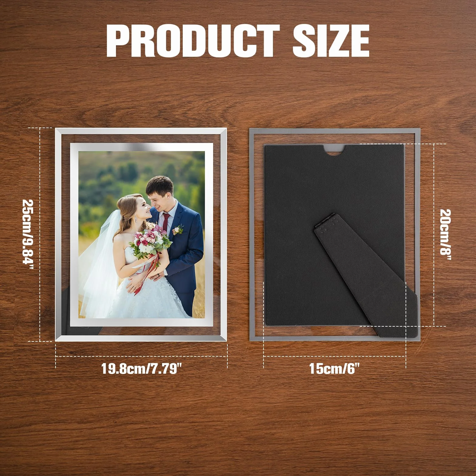 2 Pezzi Cornice Foto 15x20 cm in Vetro, Cornici per Foto 20x15, Moderno Trasparente Portafoto da Tavolo in Argento per Matrimonio, Case, Ufficio, Regalo, Orizzontale o Verticale