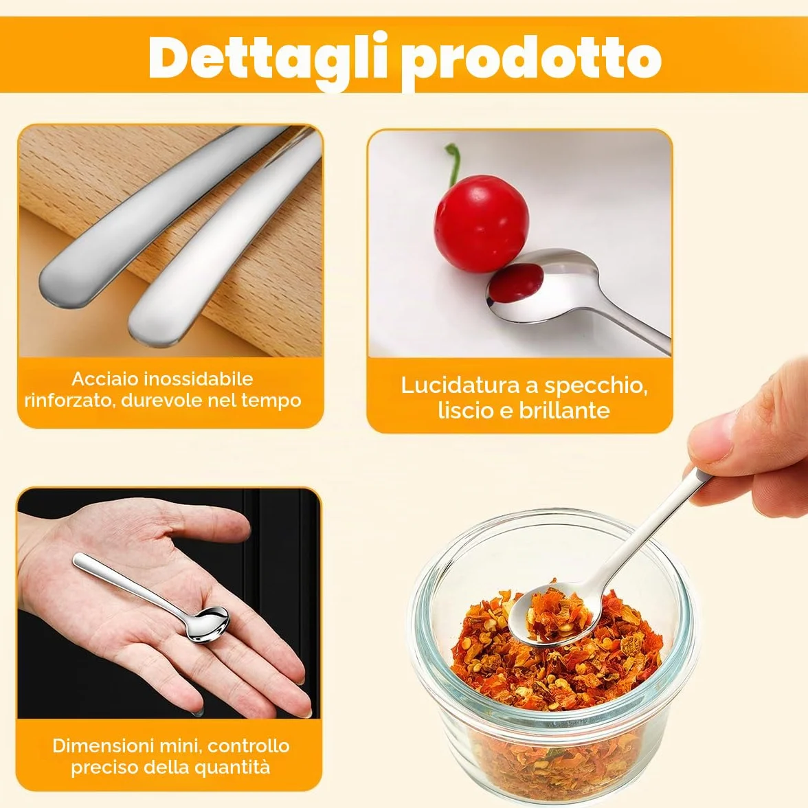 12 Pezzi Cucchiaini per Condimenti da 7,5cm, Acciaio Inox Mini Cucchiaini da Caffè, Graziosi Cucchiaino per Barattoli di Spezie, Cucchiaino in Acciaio Inox Minuscoli, Piccoli Cucchiai in acciaio inox