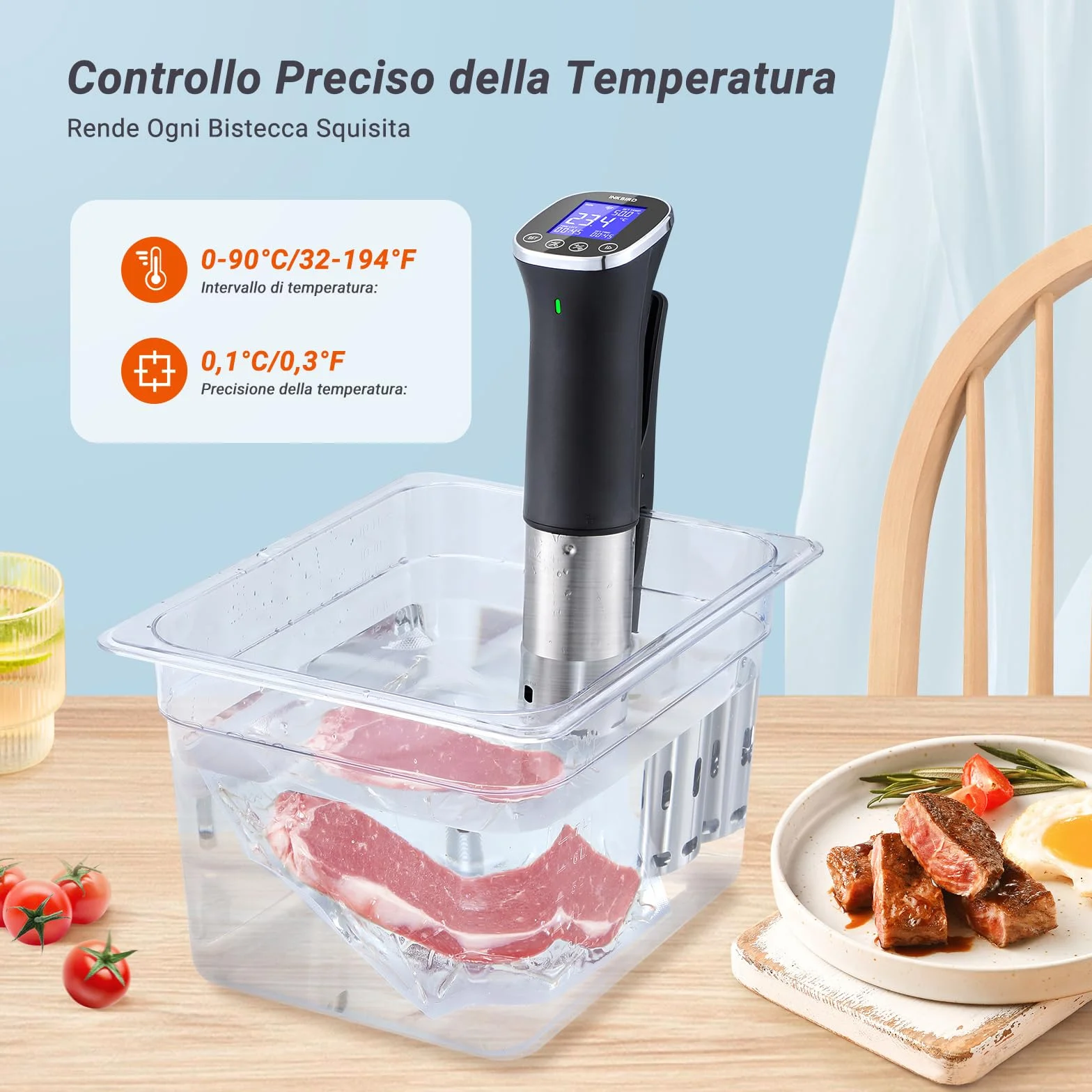 INKBIRD ISV-300W Wifi Sous Vide Roner 1000W IPX7 0-90°C