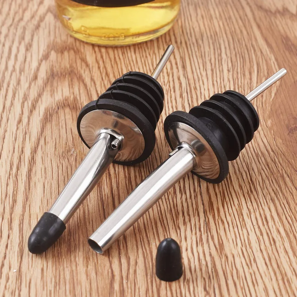Versatori in acciaio inox 24 pezzi per bottiglie con beccuccio conico e tappi in gomma