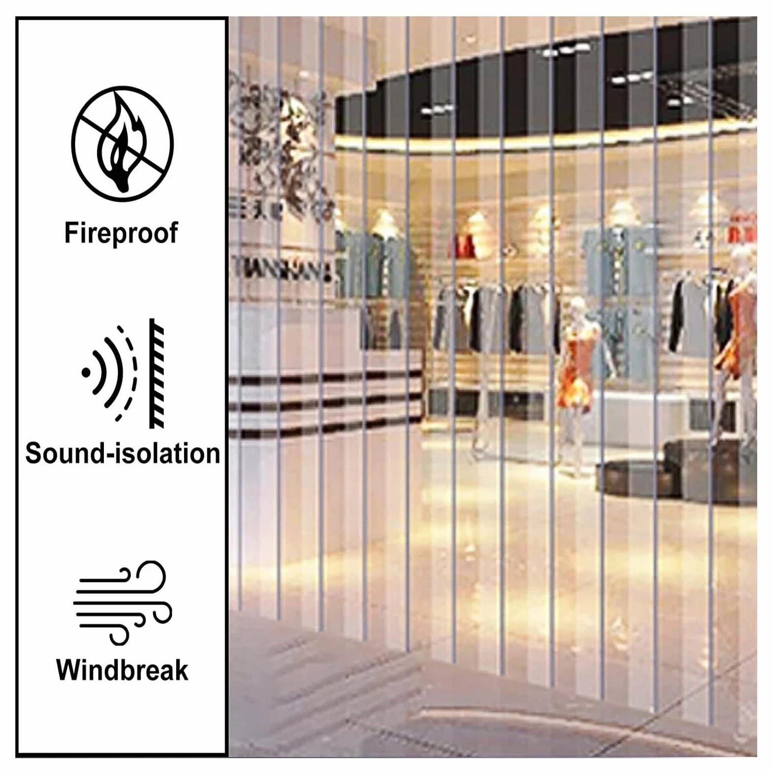 Tenda a Strisce in PVC Strisce per Porte in Vinile Tenda a Strisce Industriale Tende Verticali in PVC Tenda a Doghe per Supermercati, Magazzini (Size : 105x210cm/41.34x82.68in)
