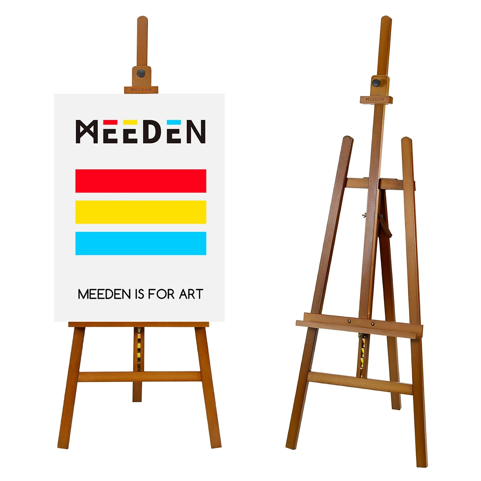 MEEDEN Cavalletto da Pittura in Legno Per Arte: Cavalletto da Esposizione in Legno Massiccio di Faggio Supporta Tele Fino a 110 cm - Cavalletto Regolabile da 145-193 cm - Noce