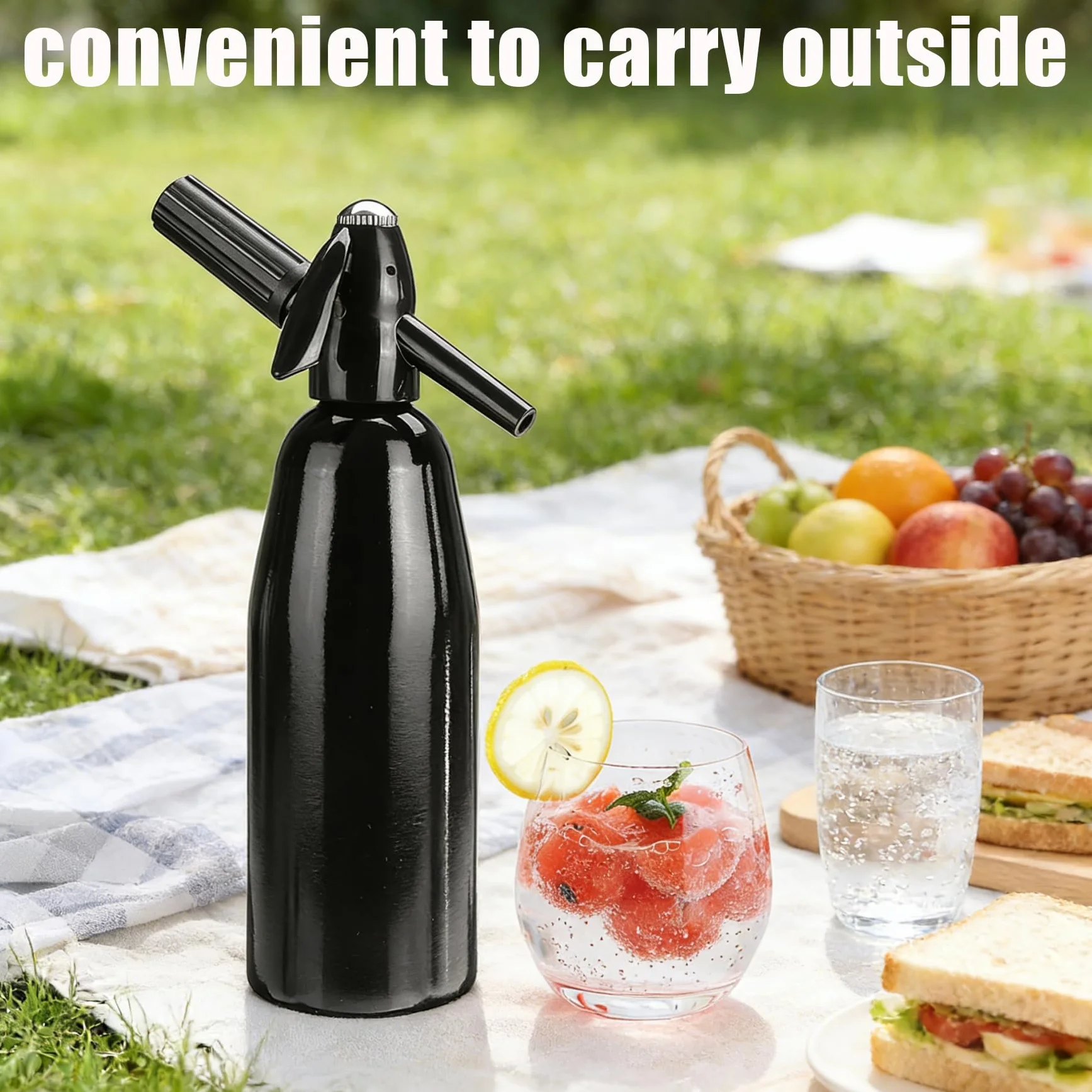 AstraLoom Macchina per acqua frizzante portatile 1 l con regolatore di pressione in alluminio