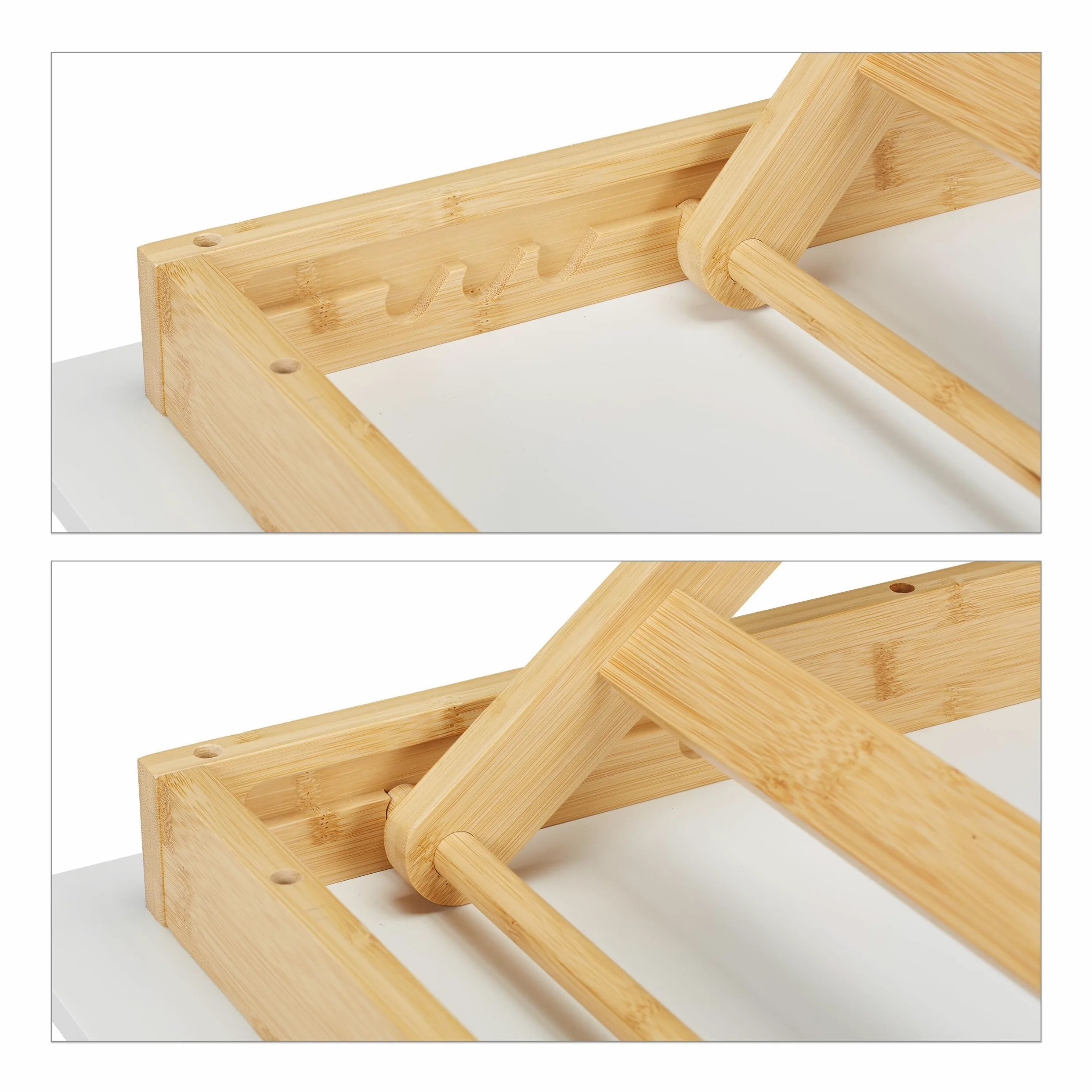 Relaxdays Tavolino Pieghevole da Cucina, Salotto o Balcone, Tavolo da caffè, bambù e MDF, HLP 70x105x50, Bianco Naturale