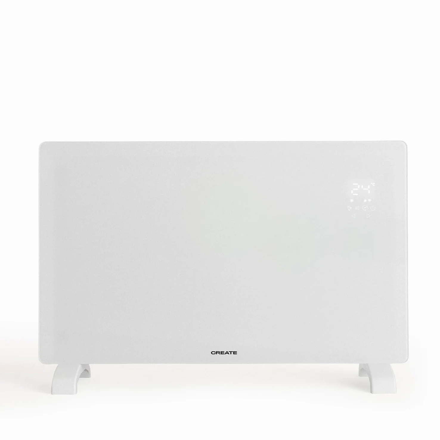 CREATE/WARM CRYSTAL/Termoconvettore elettrico in vetro bianco, 2000W, LED touchscreen, sistema di sicurezza, IP24