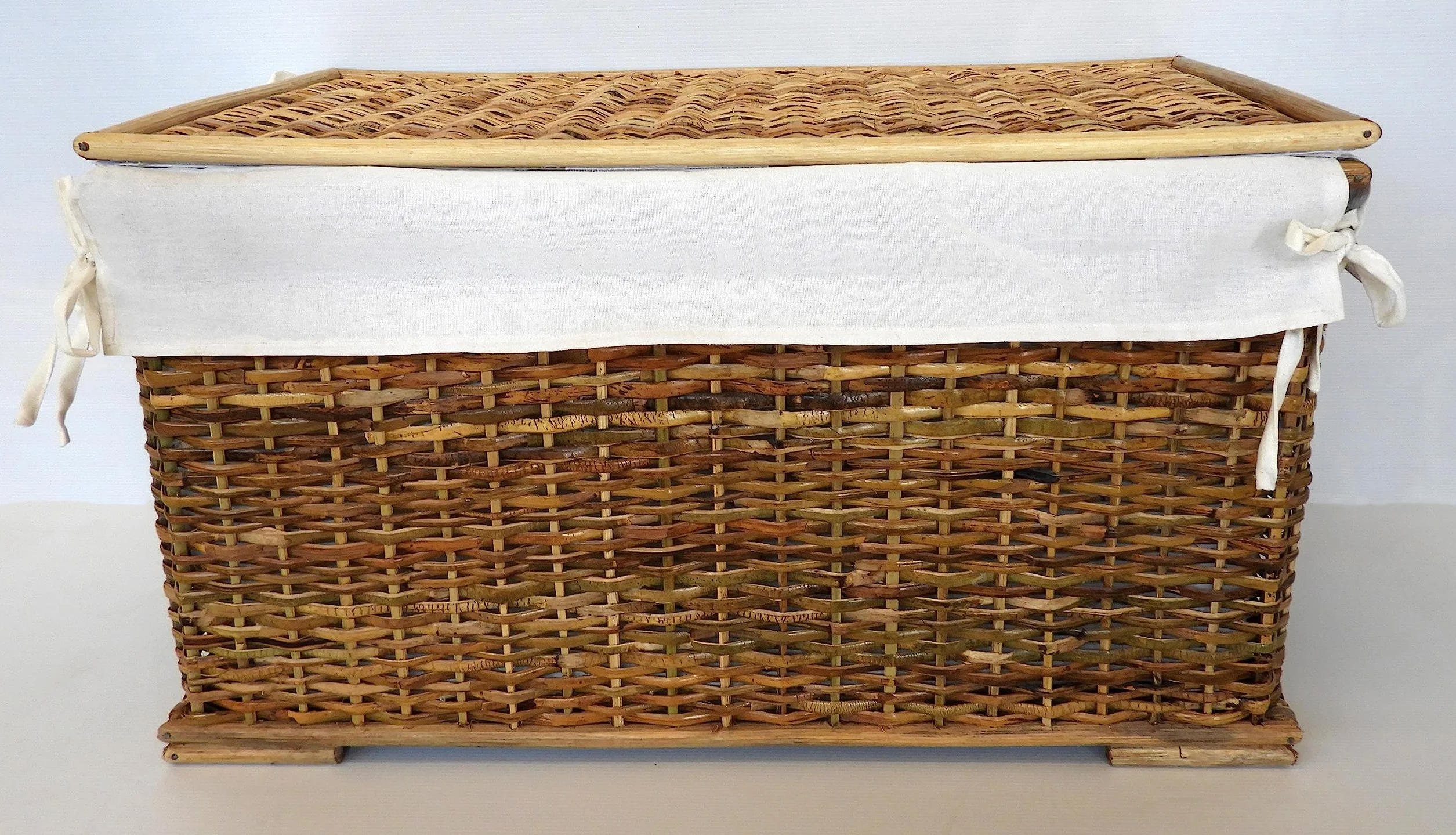 cesto vimini baule porta biancheria rattan portbiancheria fodera cotone cm 70x38x40 H