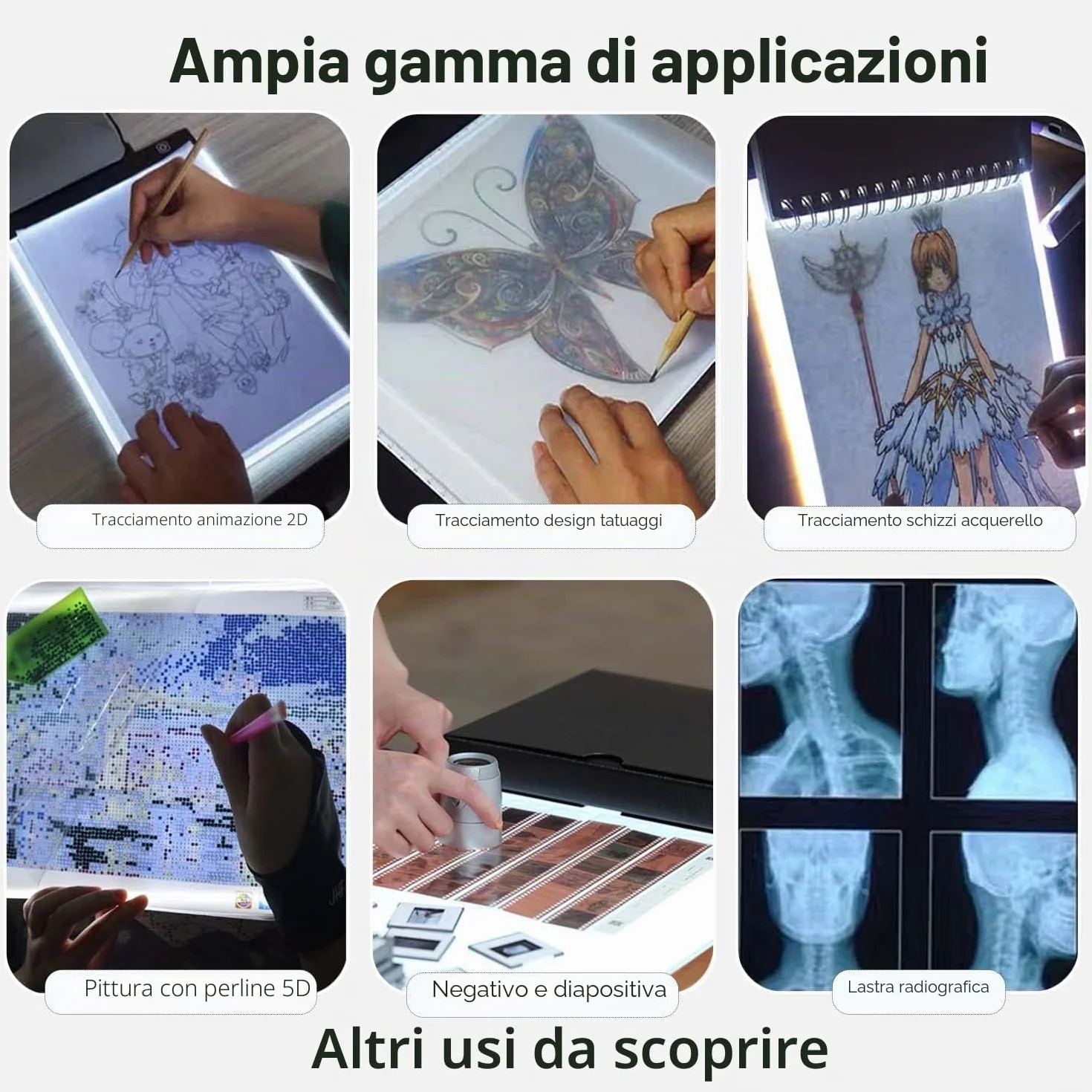 Tavoletta Luminosa A3 LED Magnetico per Tatuaggio Acquerello Copia Quilting Tracing Painting con Guanto e Borsa