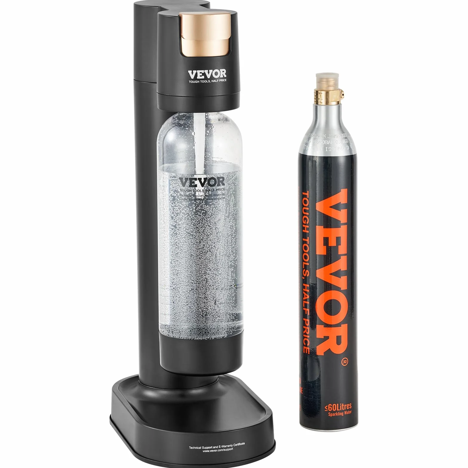 VEVOR Macchina Acqua Gassata, Macchina Acqua Gassata Soda per Carbonatazione Domestica con Bottiglia in PET da 1 Litro Senza BPA, 1 Bombola di CO2 Compatibile con Bombola di CO2 Avvitata da 60 Litri