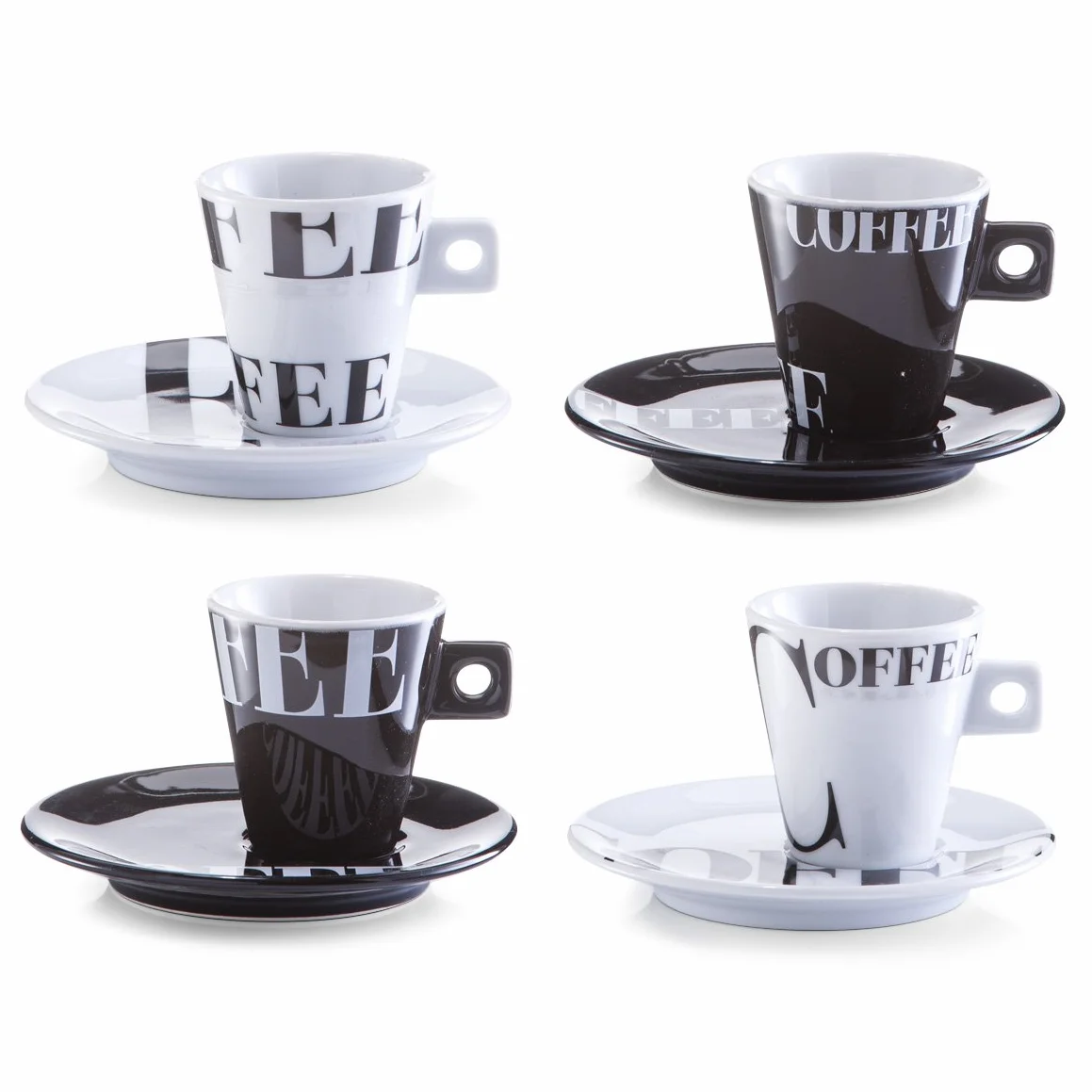 Zeller 26540 Set Tazzine da caffè Coffee Style, Porcellana, Multicolore, 0.1x6x6.3 cm, 8 unità
