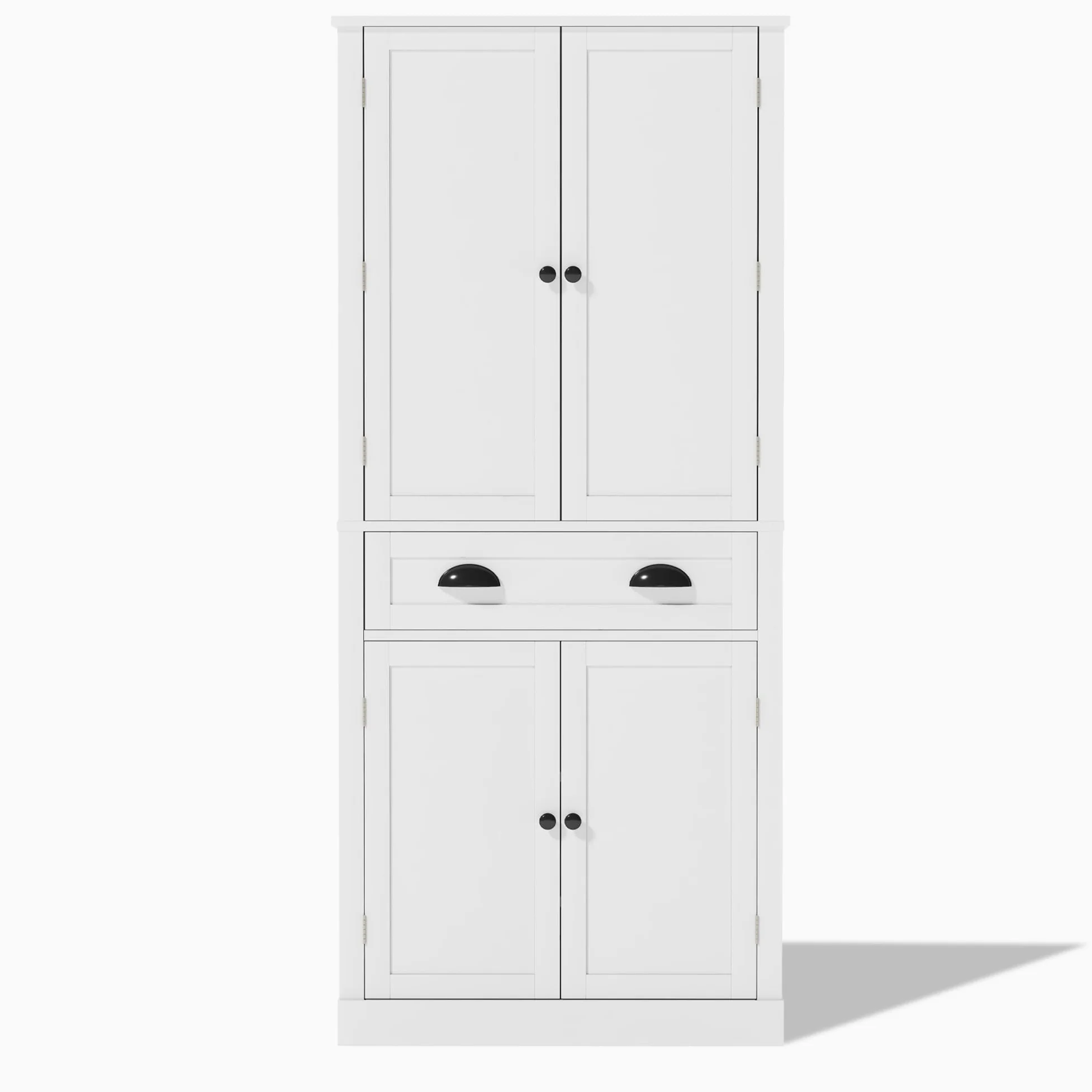 SACOOL Armadietto a 4 ante e 1 cassetto, 2 ante con ripiani, 6 scomparti e 4 ripiani regolabili, adatto per cucina, sala da pranzo e soggiorno, bianco