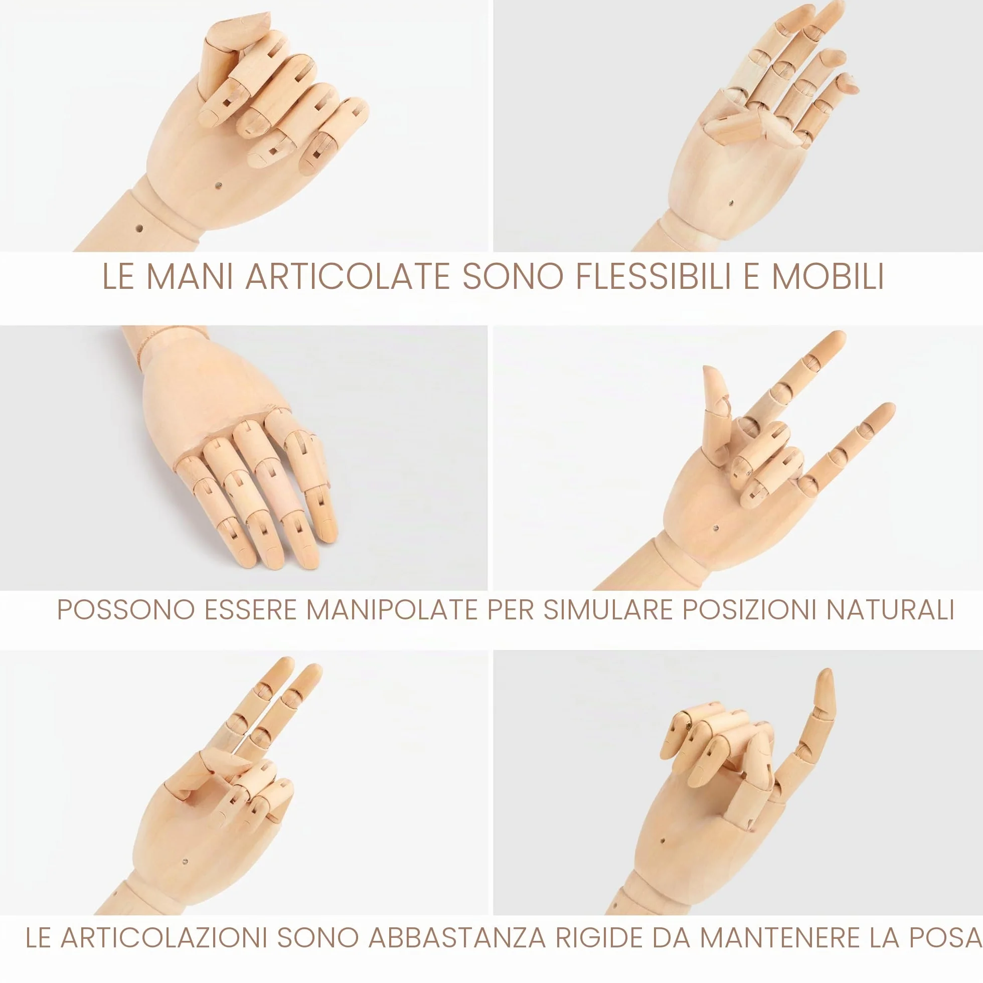 Belle Vous Mano articolata in legno sinistra e destra 18,5 cm per disegno e pittura 2 pezzi